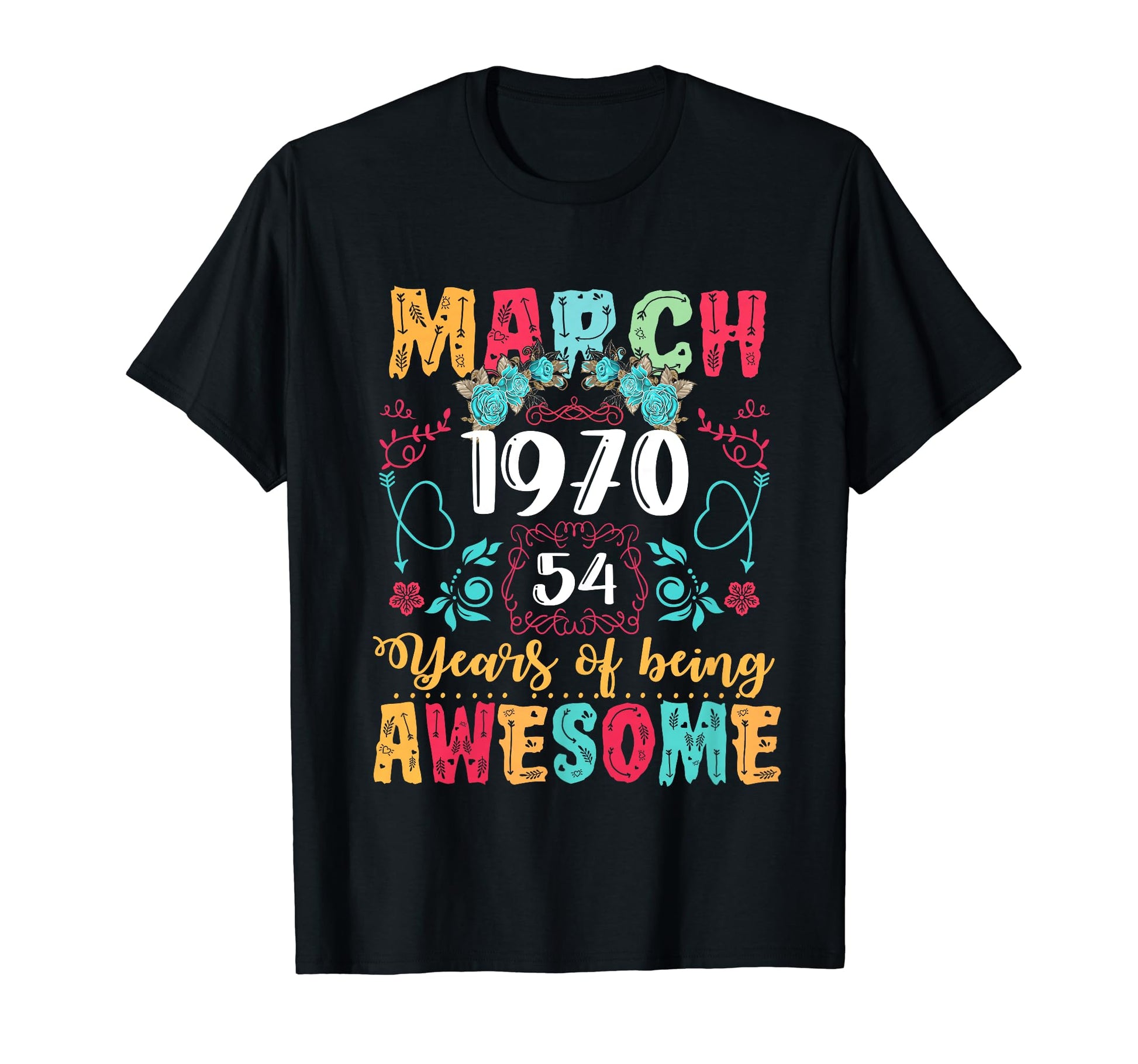 Made March 1970 54Th Birthday Boho T-Shirt - Minimalist Print Men Women - T-Shirt, Sweatshirt, Hoodie