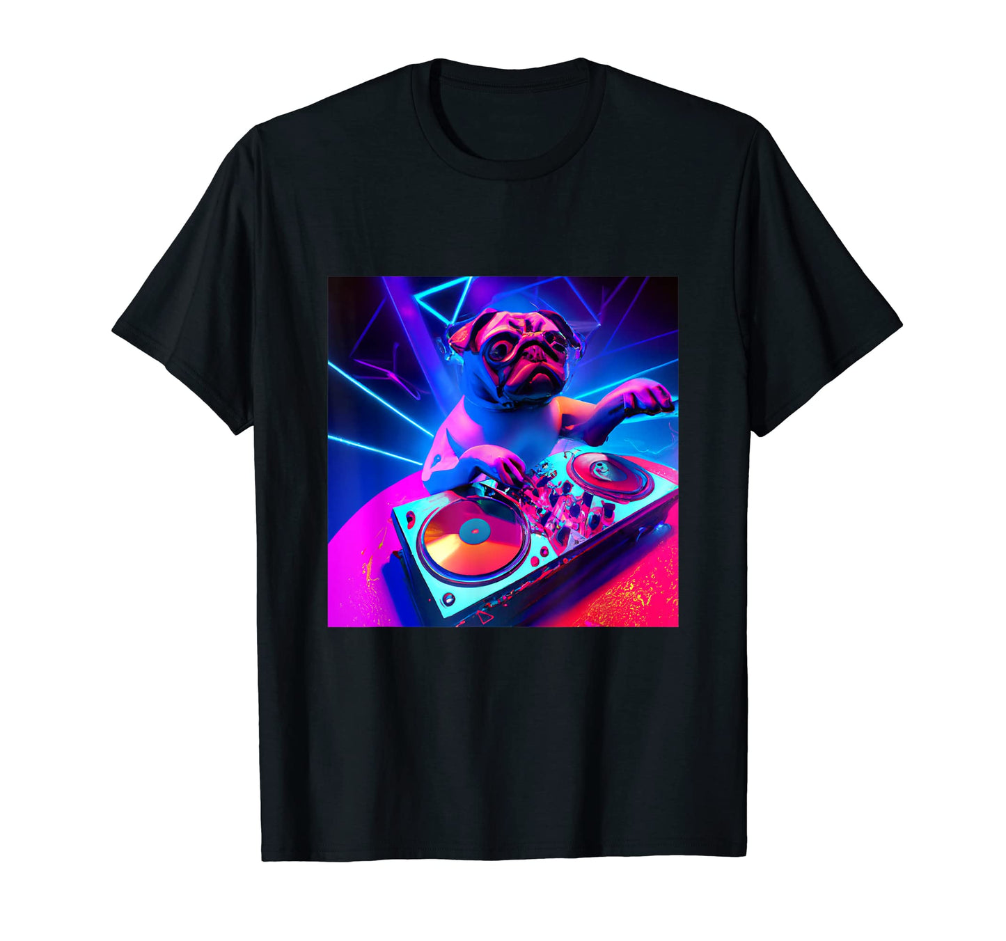 Pug Dj Vaporwave Aesthetic Dog T-Shirt - Minimalist Print Unisex - T-Shirt, Sweatshirt, Hoodie