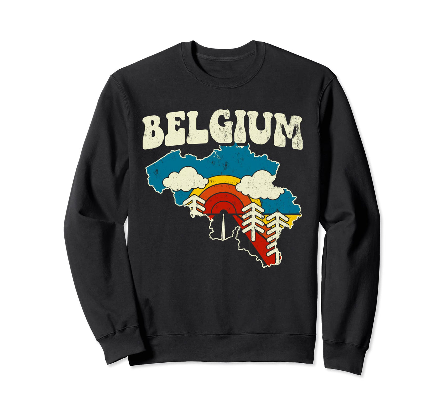 Belgium Country State Rainbow Hippie Sweatshirt - Trendy Graphic Unisex - T-Shirt, Sweatshirt, Hoodie