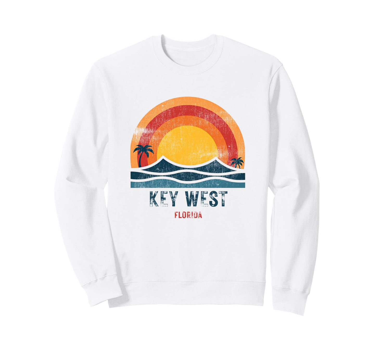 Key West Florida Weathered Sweatshirt - Minimalist Print for Adults - T-Shirt, Sweatshirt, Hoodie