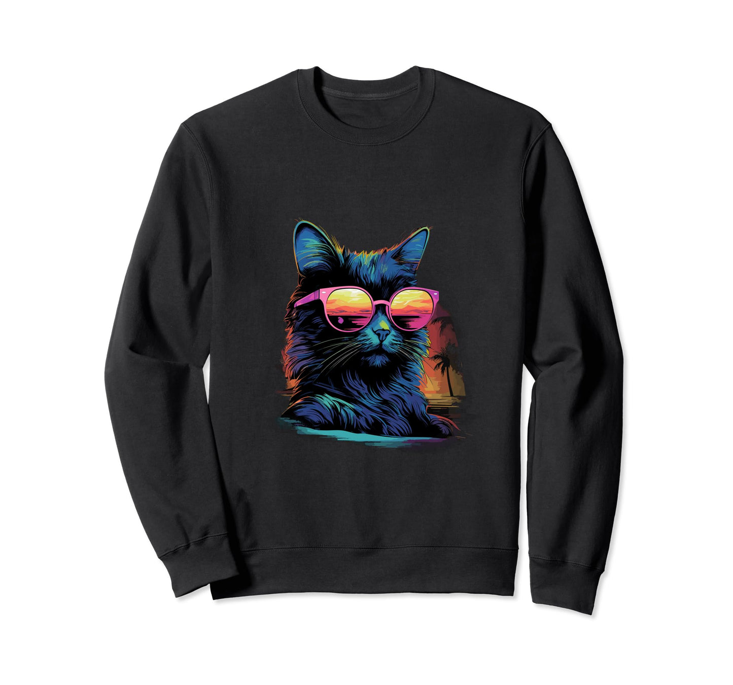 Funny Cat Vaporwave Aesthetic Sweatshirt - Aesthetic Graphic for Adults - T-Shirt, Sweatshirt, Hoodie