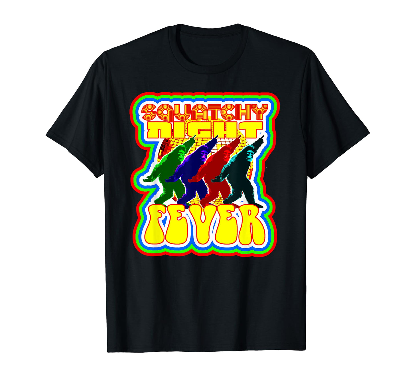 Squatchy Night Fever Bigfoot Disco T-Shirt - Custom Art Print Men Women - T-Shirt, Sweatshirt, Hoodie