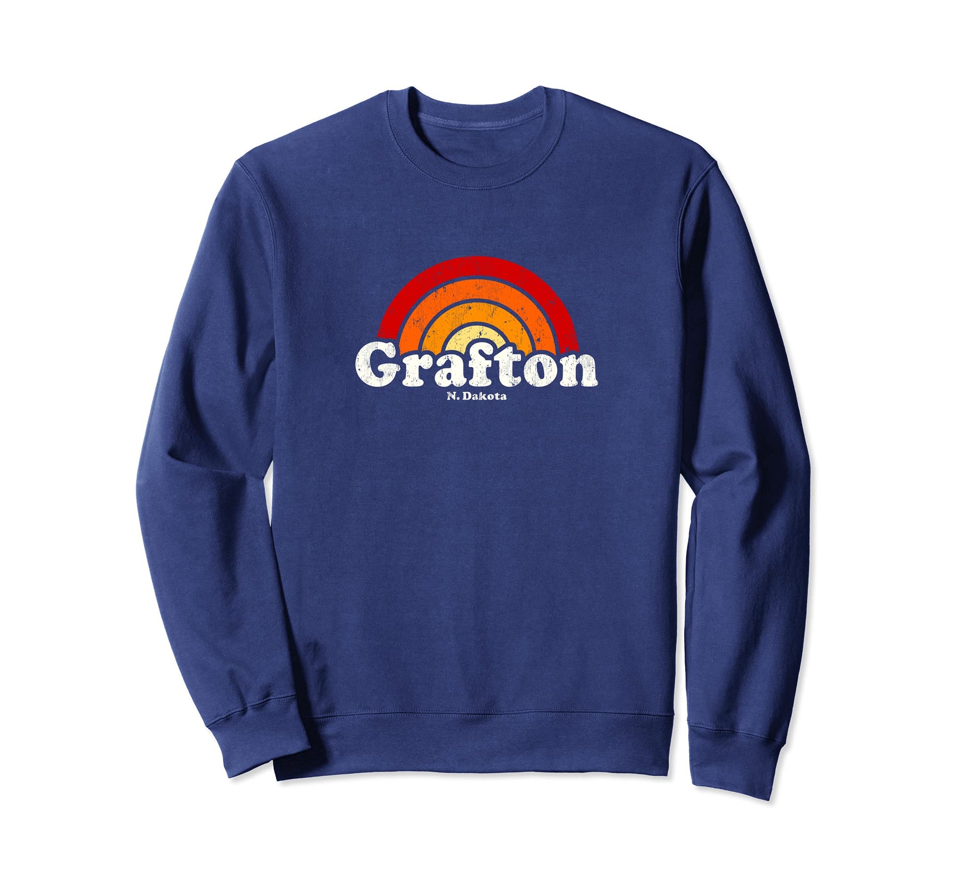 Grafton North Dakota Nd 70S Rainbow Sweatshirt - Trendy Graphic Men Women - T-Shirt, Sweatshirt, Hoodie