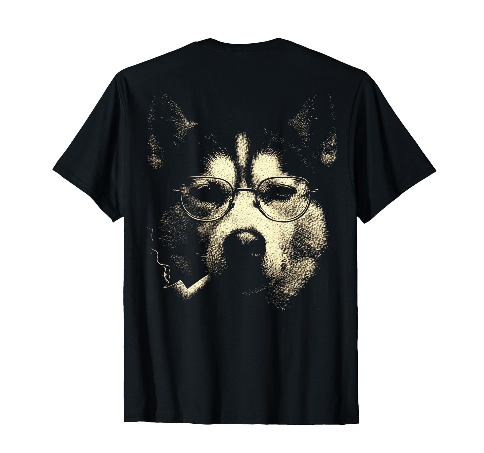 Siberian Husky Glasses Smoking Pipe T-Shirt - Aesthetic Graphic Men Women - T-Shirt, Sweatshirt, Hoodie
