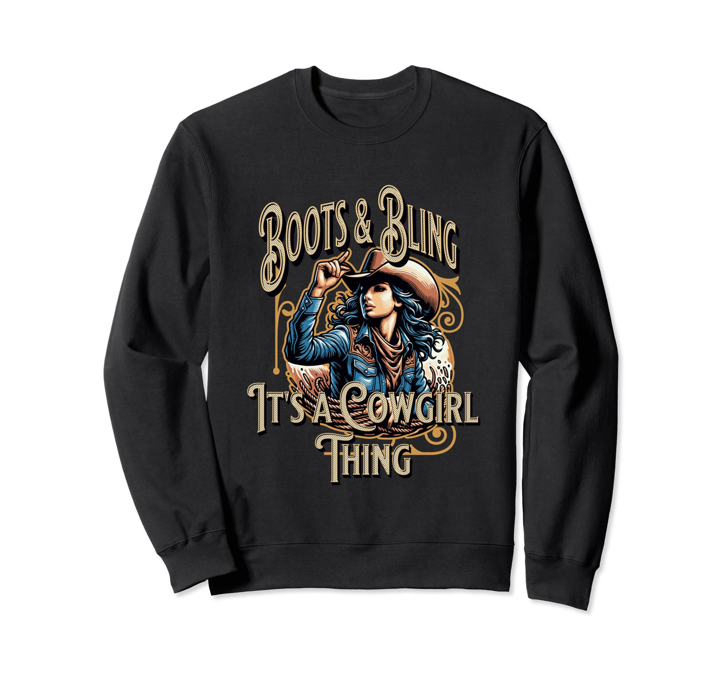 Boots And Bling Its Cowgirl Thing Sweatshirt - Unique Graphic for Adults - T-Shirt, Sweatshirt, Hoodie
