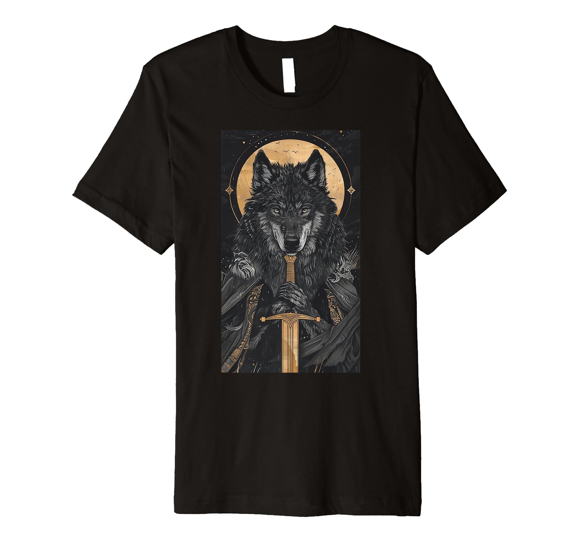 Boho Tarot Card Mystic Wolf Art T-Shirt - Custom Art Print for Adults - T-Shirt, Sweatshirt, Hoodie