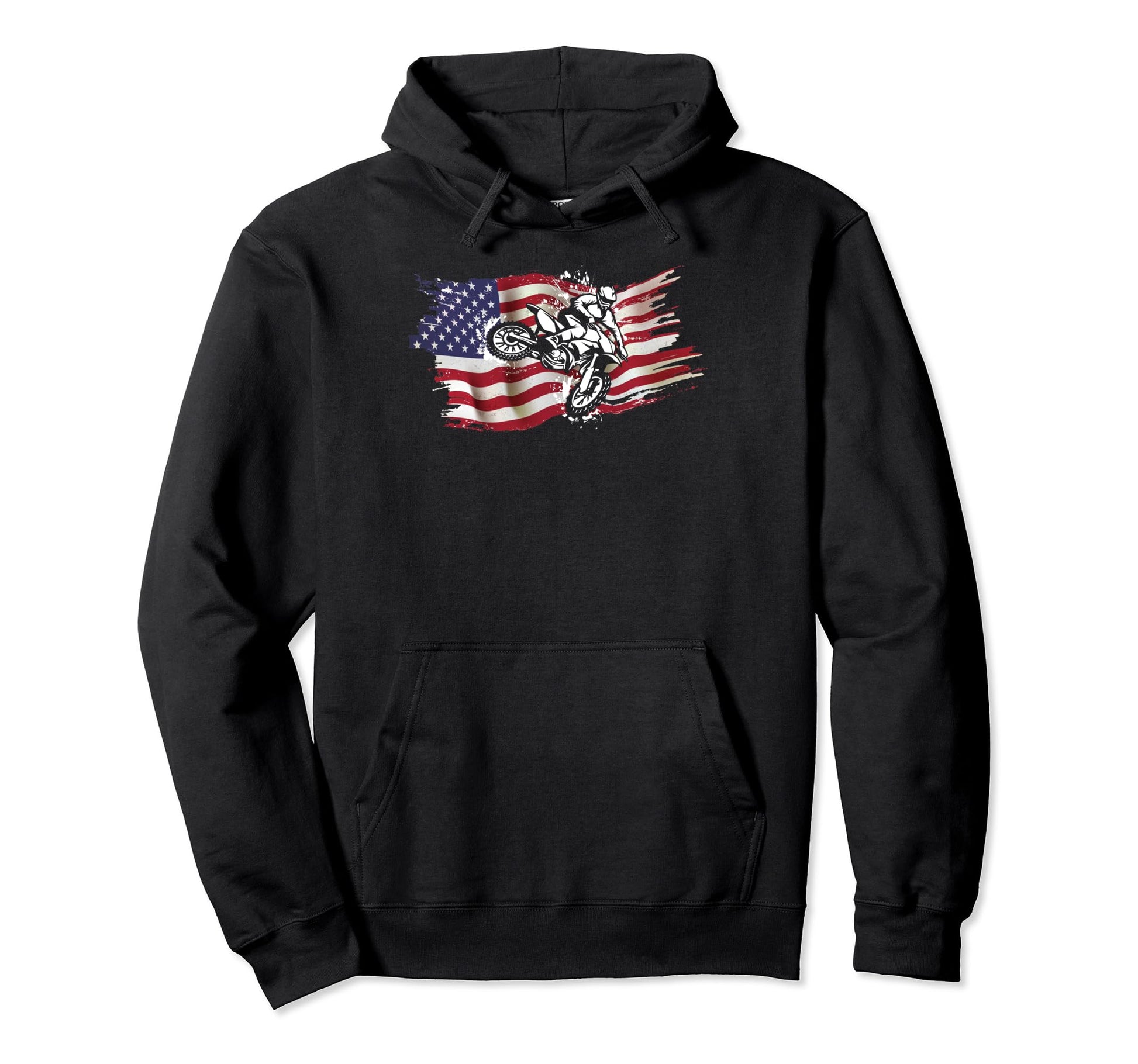 Motocross Dirt Bike Usa American Hoodie - Casual Everyday Wear for Adults - T-Shirt, Sweatshirt, Hoodie
