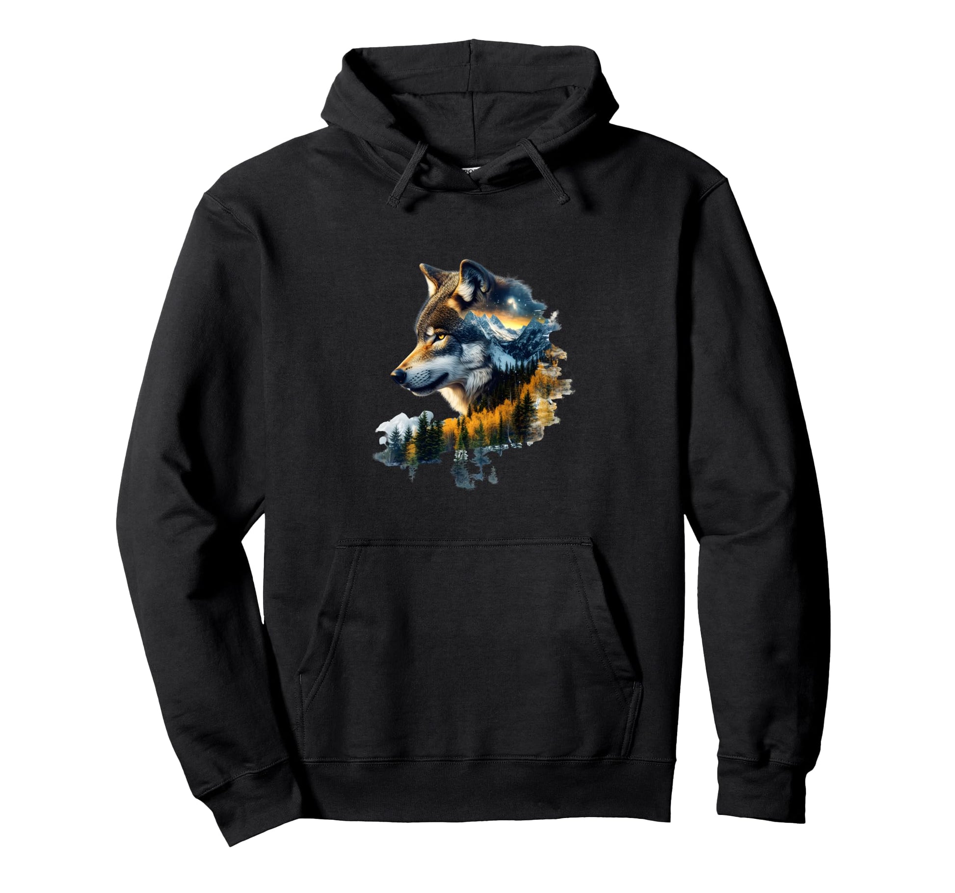 National Parks Mountains Adventure Wolf Hoodie - Custom Art Print Unisex - T-Shirt, Sweatshirt, Hoodie