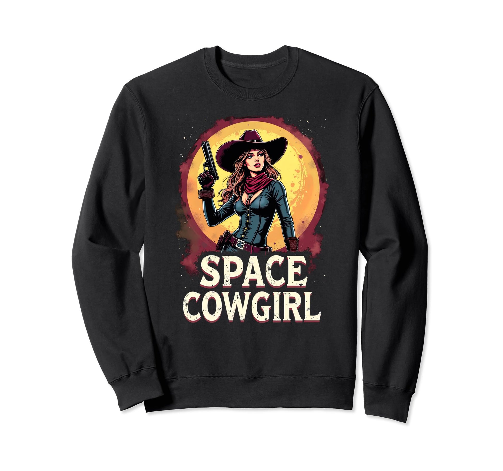 Space Cowgirl Galactic Western Sweatshirt - Graphic Print for Adults - T-Shirt, Sweatshirt, Hoodie