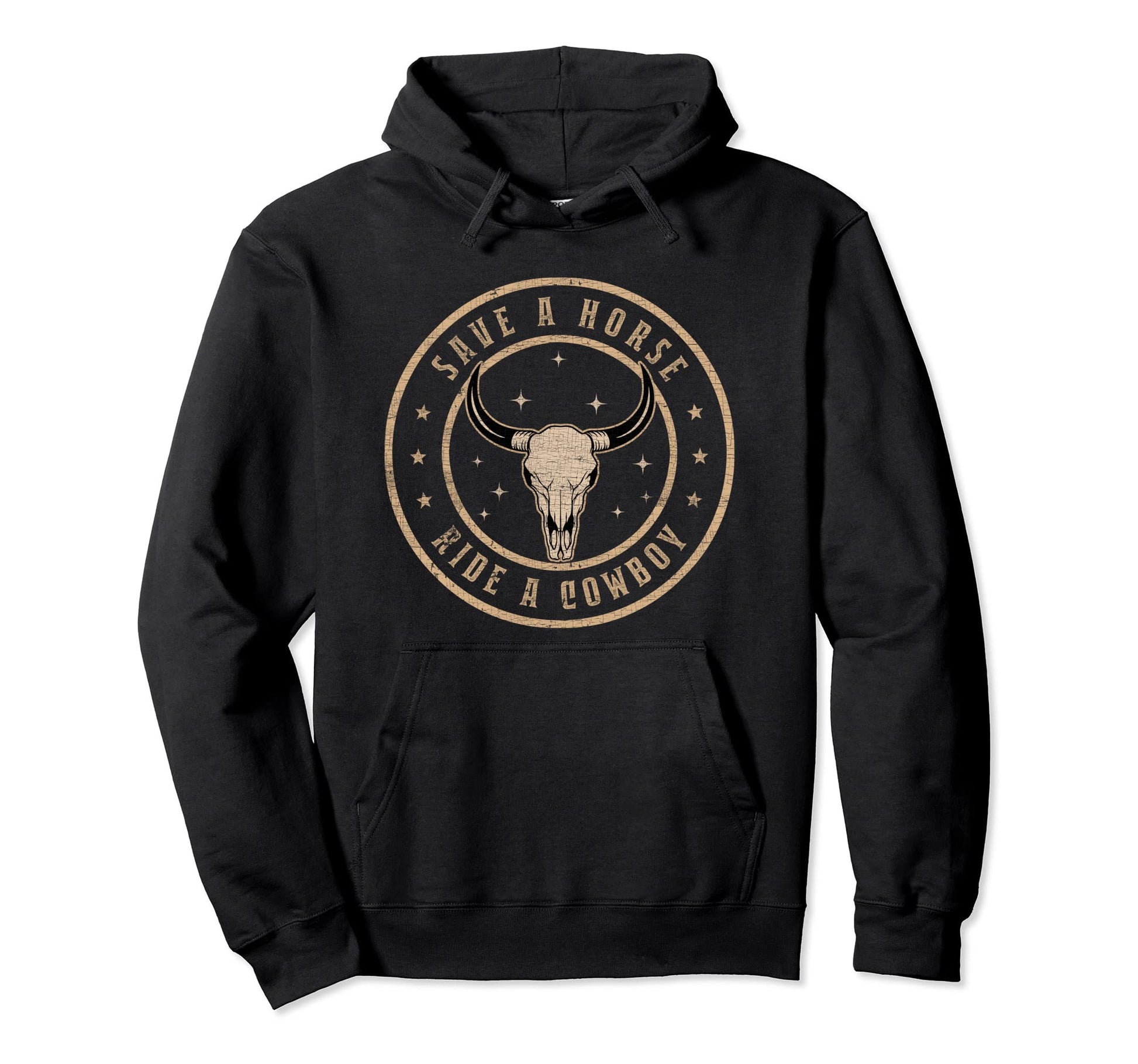 Save Horse Ride Cowboy Bull Skull Hoodie - Casual Everyday Wear for Adults - T-Shirt, Sweatshirt, Hoodie