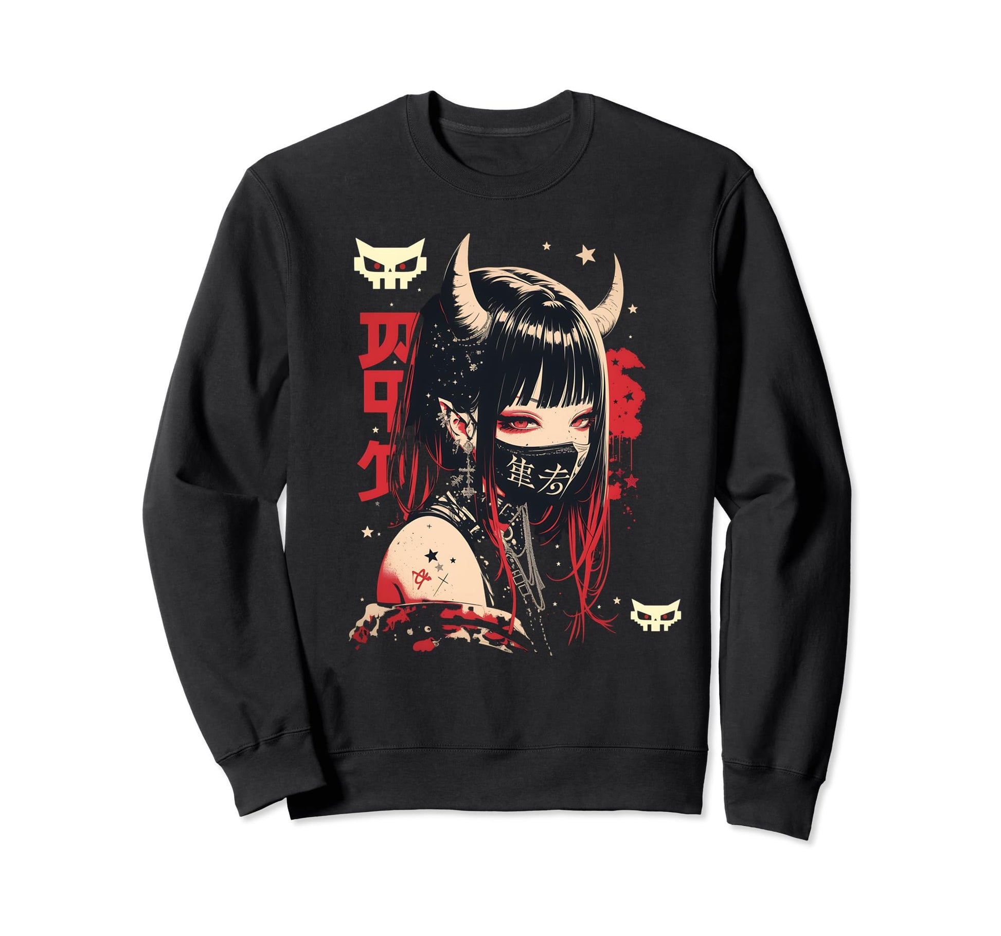 Goth Grunge Demon Anime Waifu Horror Sweatshirt - Unique Graphic Unisex - T-Shirt, Sweatshirt, Hoodie