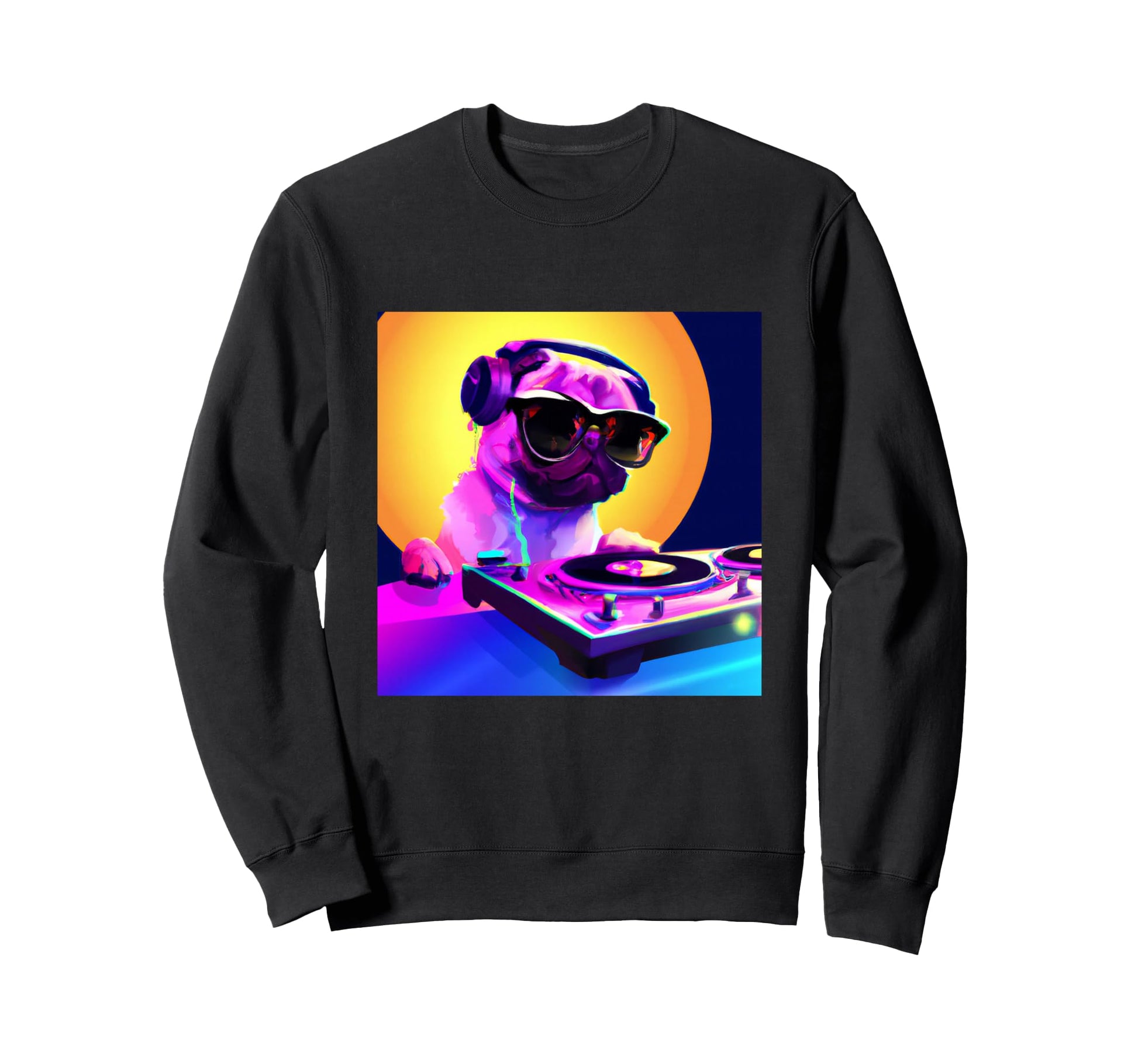 Pug Dj Vaporwave Aesthetic Dog Sweatshirt - Novelty Apparel Men Women - T-Shirt, Sweatshirt, Hoodie
