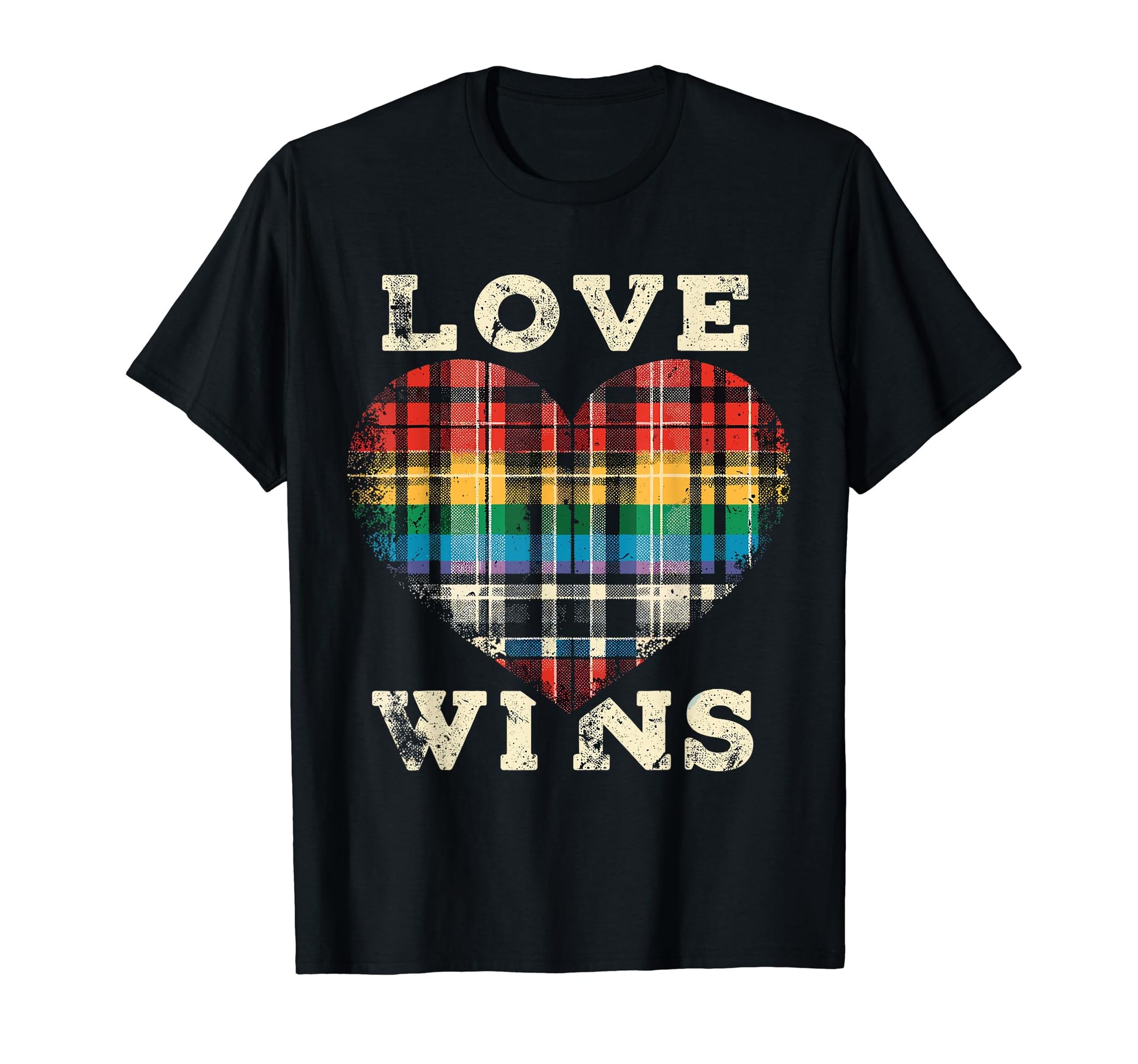90S Grunge Plaid Heart Love Wins T-Shirt - Casual Everyday Wear Men Women - T-Shirt, Sweatshirt, Hoodie