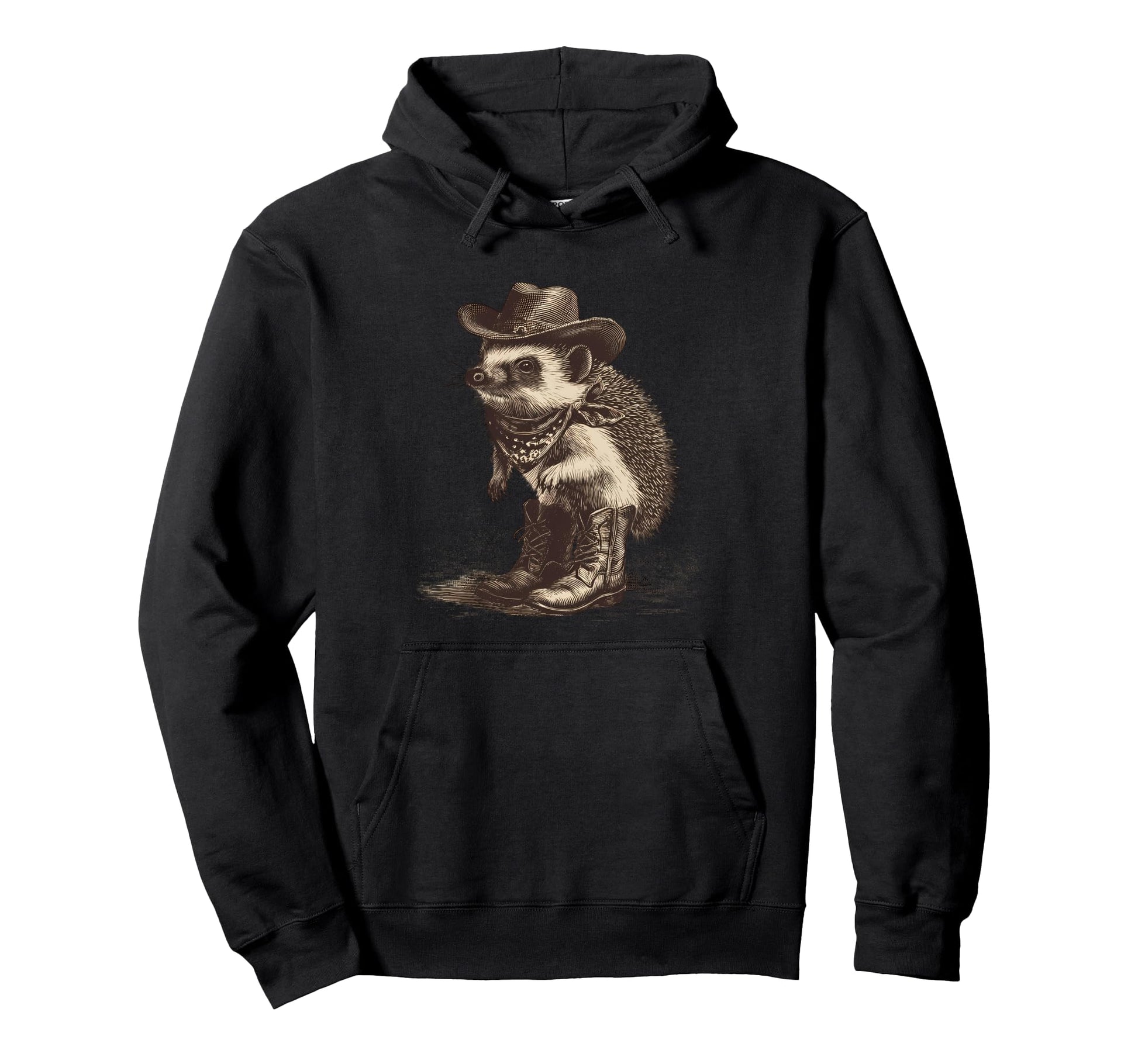 Country Cowboy Hedgehog Rodeo Cowgirl Hoodie - Minimalist Print for Adults - T-Shirt, Sweatshirt, Hoodie