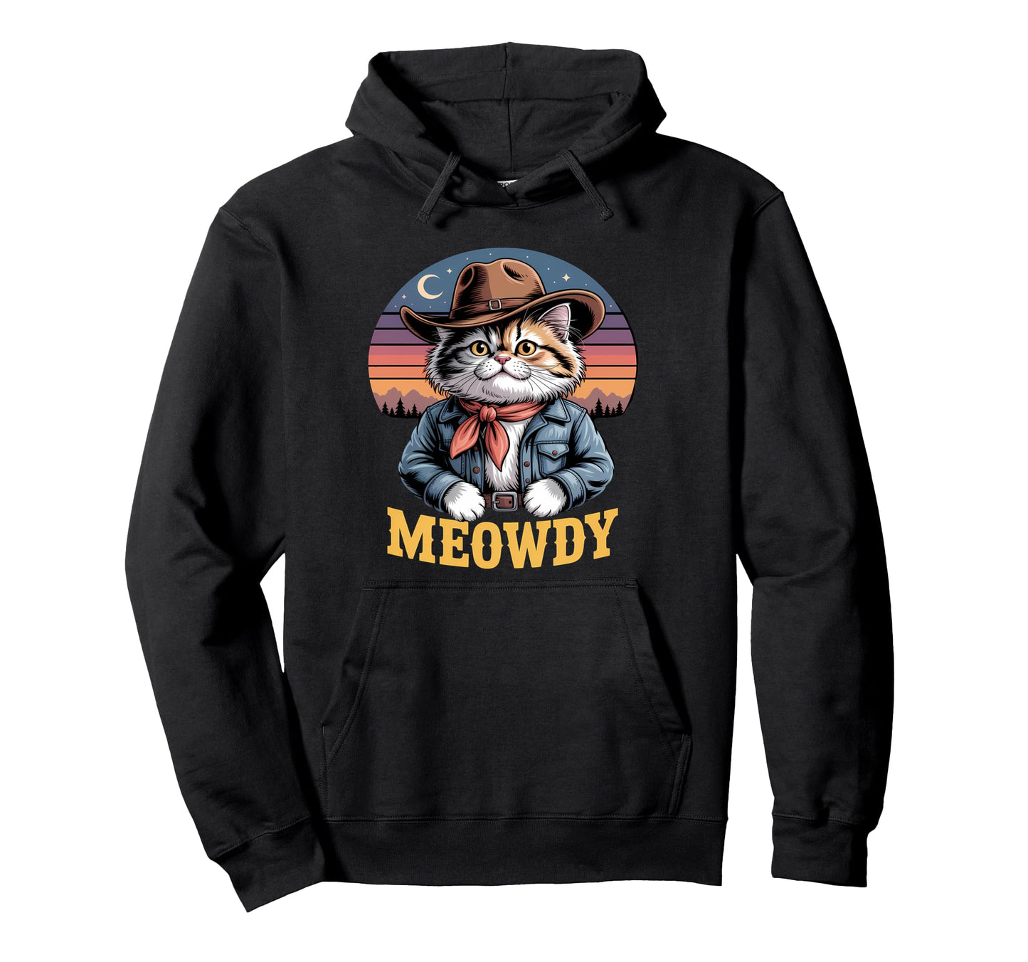Meowdy Cat Funny Western Country Hoodie - Aesthetic Graphic for Adults - T-Shirt, Sweatshirt, Hoodie