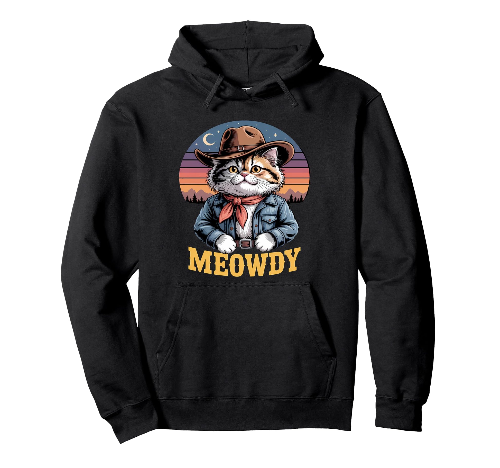 Meowdy Cat Funny Western Country Hoodie - Aesthetic Graphic for Adults - T-Shirt, Sweatshirt, Hoodie