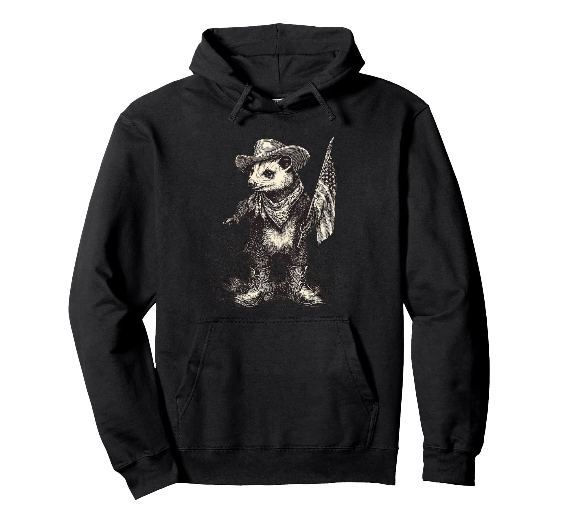Opossum Cowboy Rodeo Cowgirl Possum Hoodie - Minimalist Print for Adults - T-Shirt, Sweatshirt, Hoodie