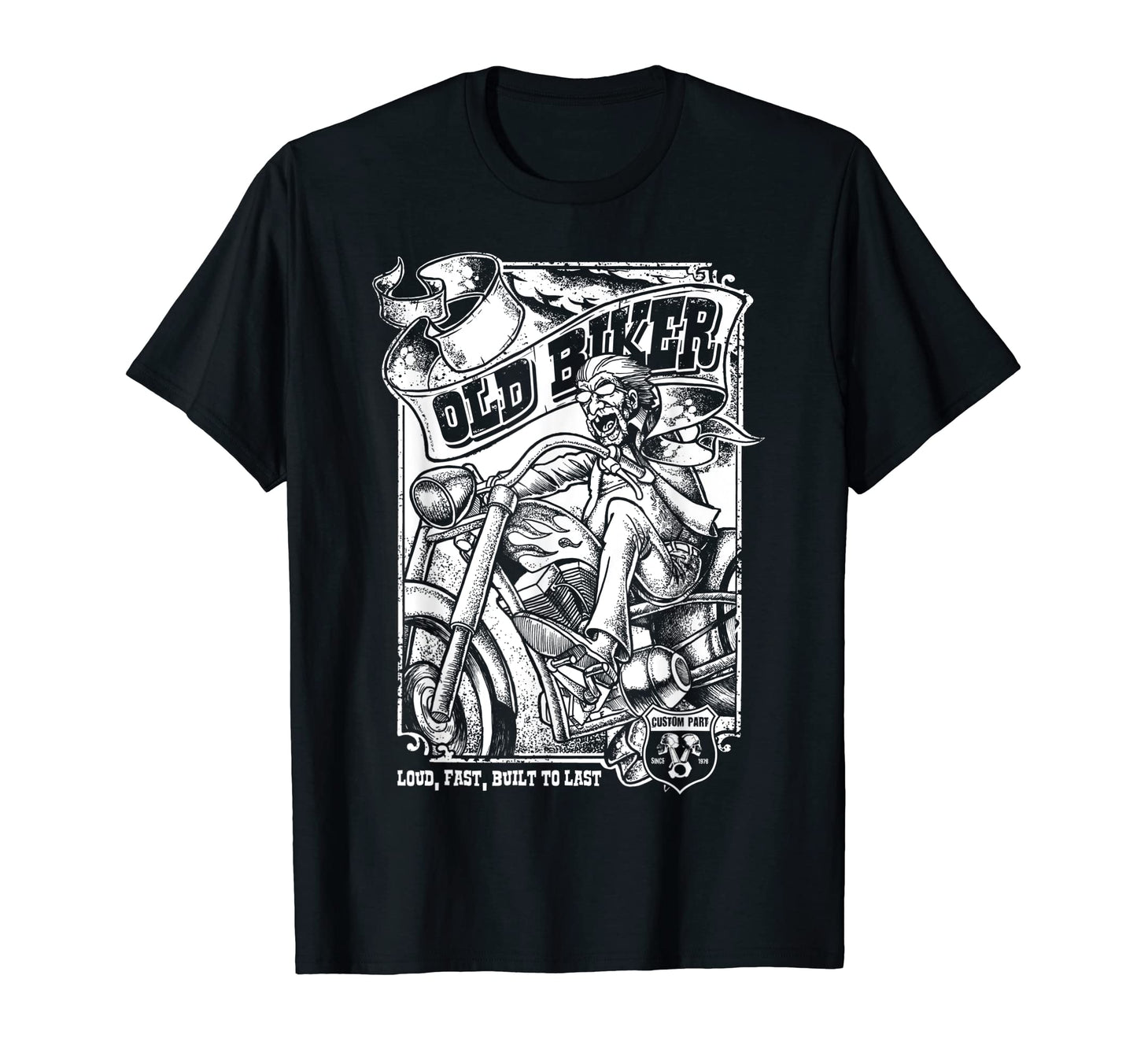 Old Biker Comic Biker Motorcycle Gift T-Shirt - Aesthetic Graphic Unisex - T-Shirt, Sweatshirt, Hoodie