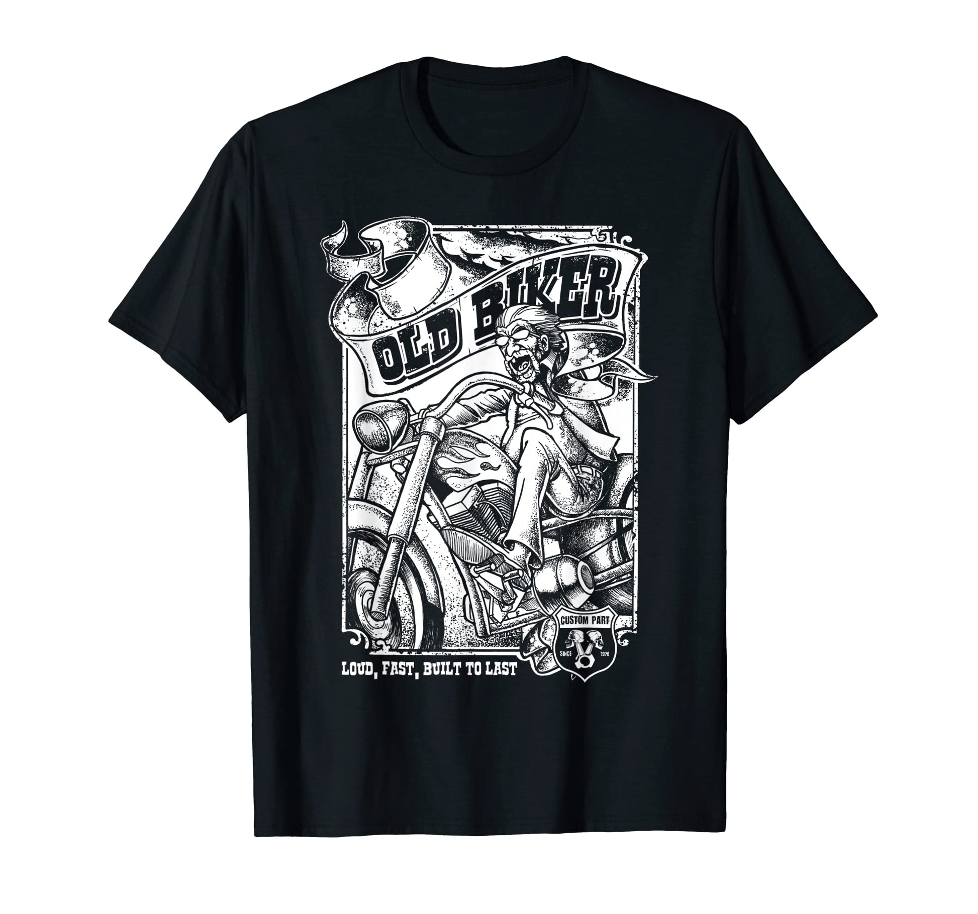 Old Biker Comic Biker Motorcycle Gift T-Shirt - Aesthetic Graphic Unisex - T-Shirt, Sweatshirt, Hoodie