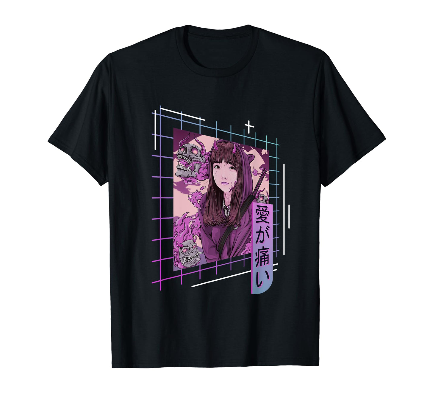 Japanese Demon Japan 80S Vaporwave T-Shirt - Graphic Print Men Women - T-Shirt, Sweatshirt, Hoodie