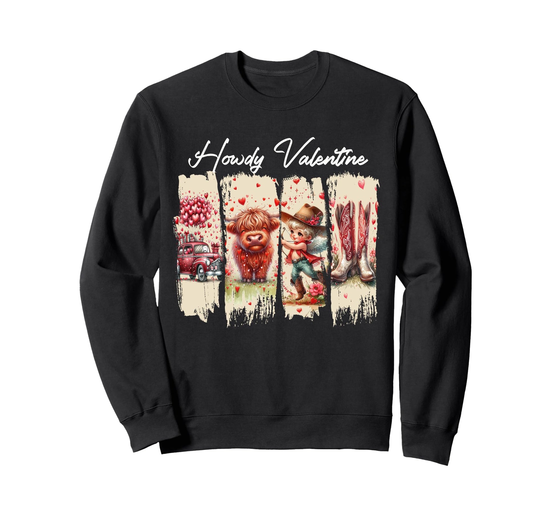Howdy Valentine Western Highland Sweatshirt - Fun Novelty Design Men Women - T-Shirt, Sweatshirt, Hoodie