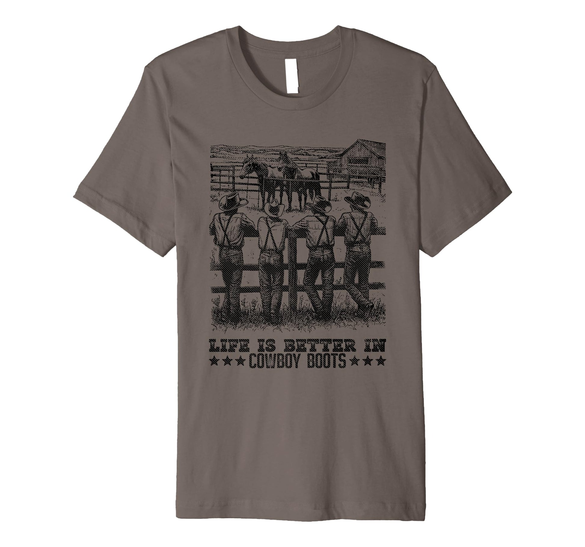 Mens Life Is Better Cowboy Boots T-Shirt - Casual Everyday Wear Men Women - T-Shirt, Sweatshirt, Hoodie