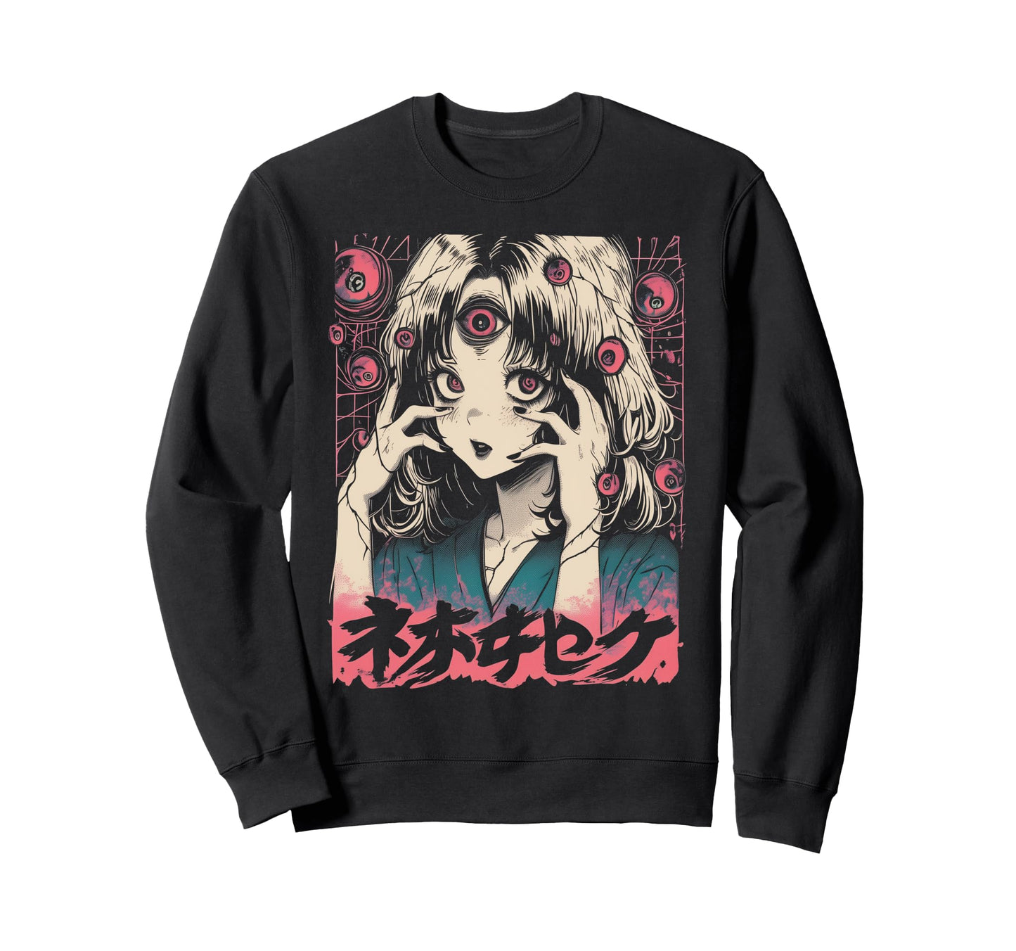 Goth Grunge Demon Anime Waifu Sweatshirt - Custom Art Print for Adults - T-Shirt, Sweatshirt, Hoodie