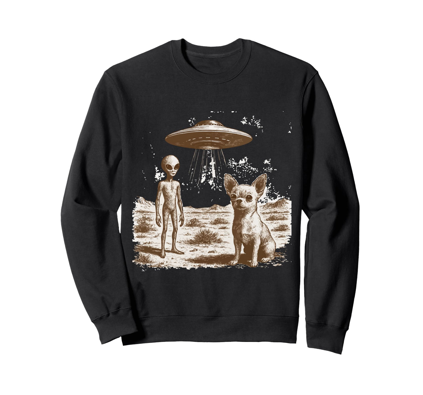 Chihuahua Ufo Western Sweatshirt - Minimalist Print Unisex - T-Shirt, Sweatshirt, Hoodie