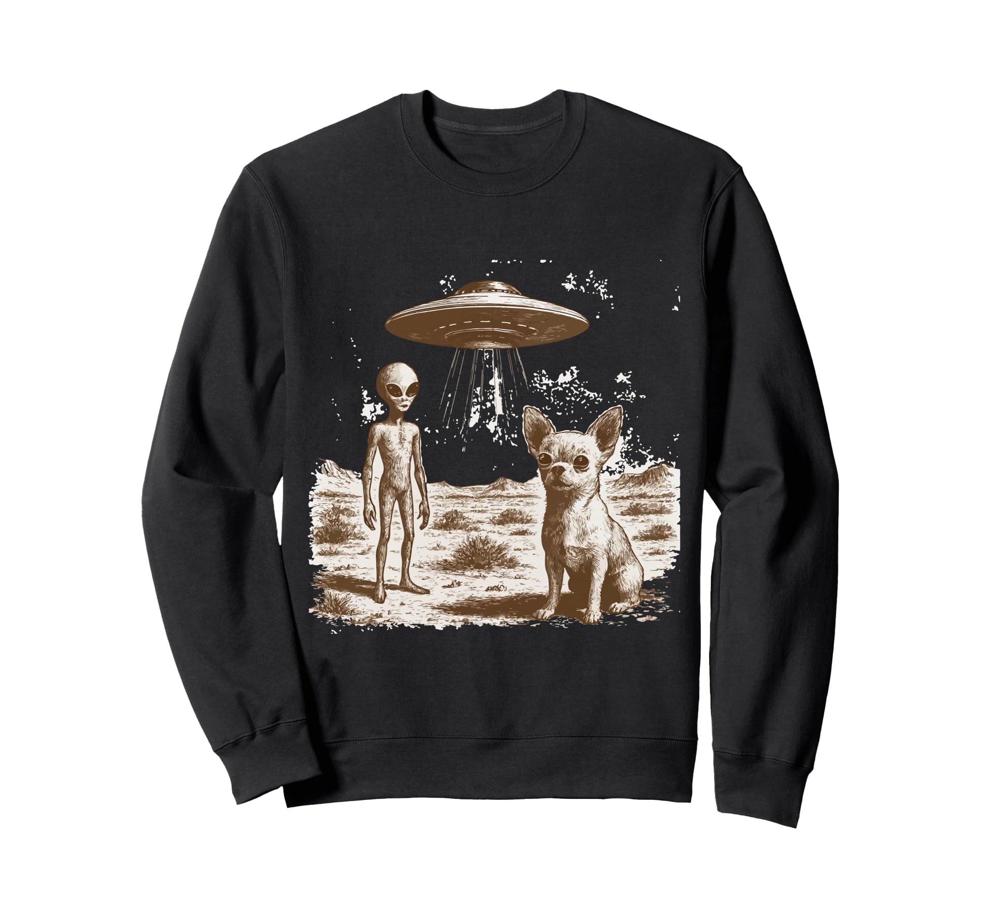 Chihuahua Ufo Western Sweatshirt - Minimalist Print Unisex - T-Shirt, Sweatshirt, Hoodie
