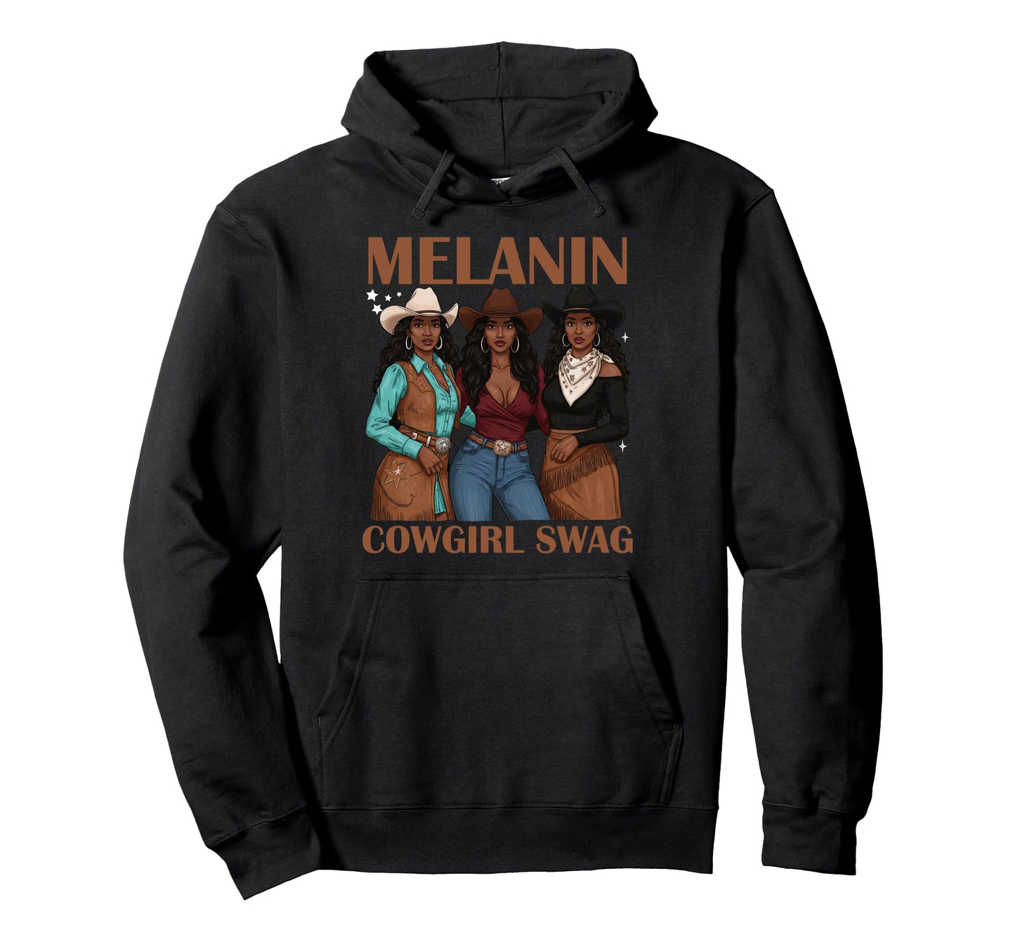 Lets Go Western Country Melanin Hoodie - Fun Novelty Design for Adults - T-Shirt, Sweatshirt, Hoodie