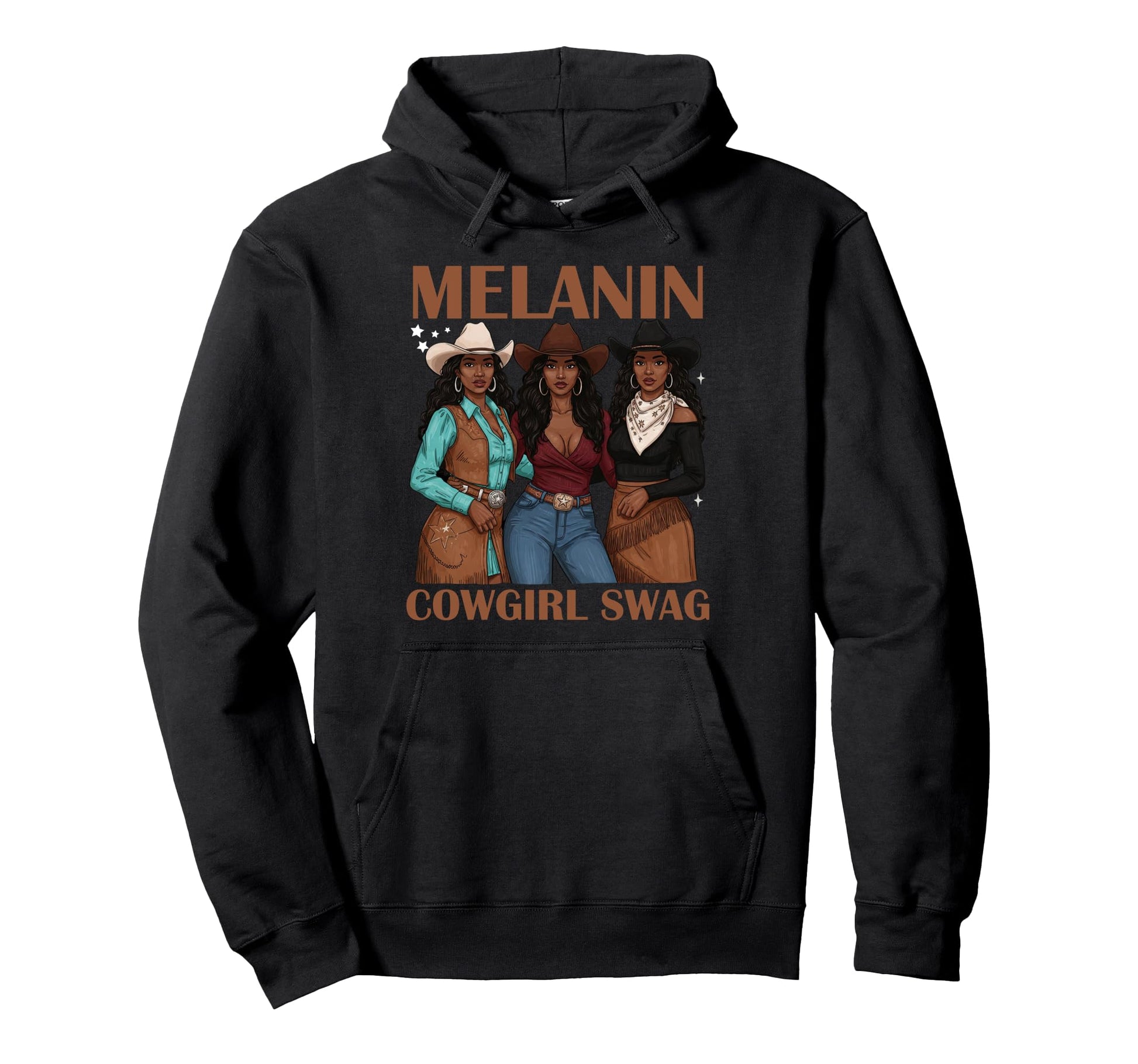 Lets Go Western Country Melanin Hoodie - Fun Novelty Design for Adults - T-Shirt, Sweatshirt, Hoodie