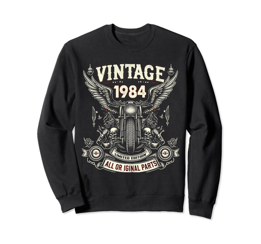 1984 Born 1984 40Th Birthday Motorcycle Sweatshirt - Unique Graphic Unisex - T-Shirt, Sweatshirt, Hoodie