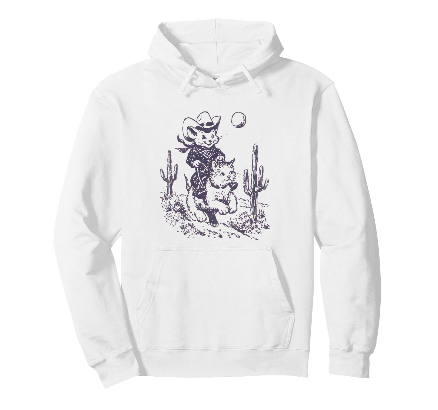 Cowboy Mouse Riding Cat Western Rodeo Hoodie - Minimalist Print Men Women - T-Shirt, Sweatshirt, Hoodie