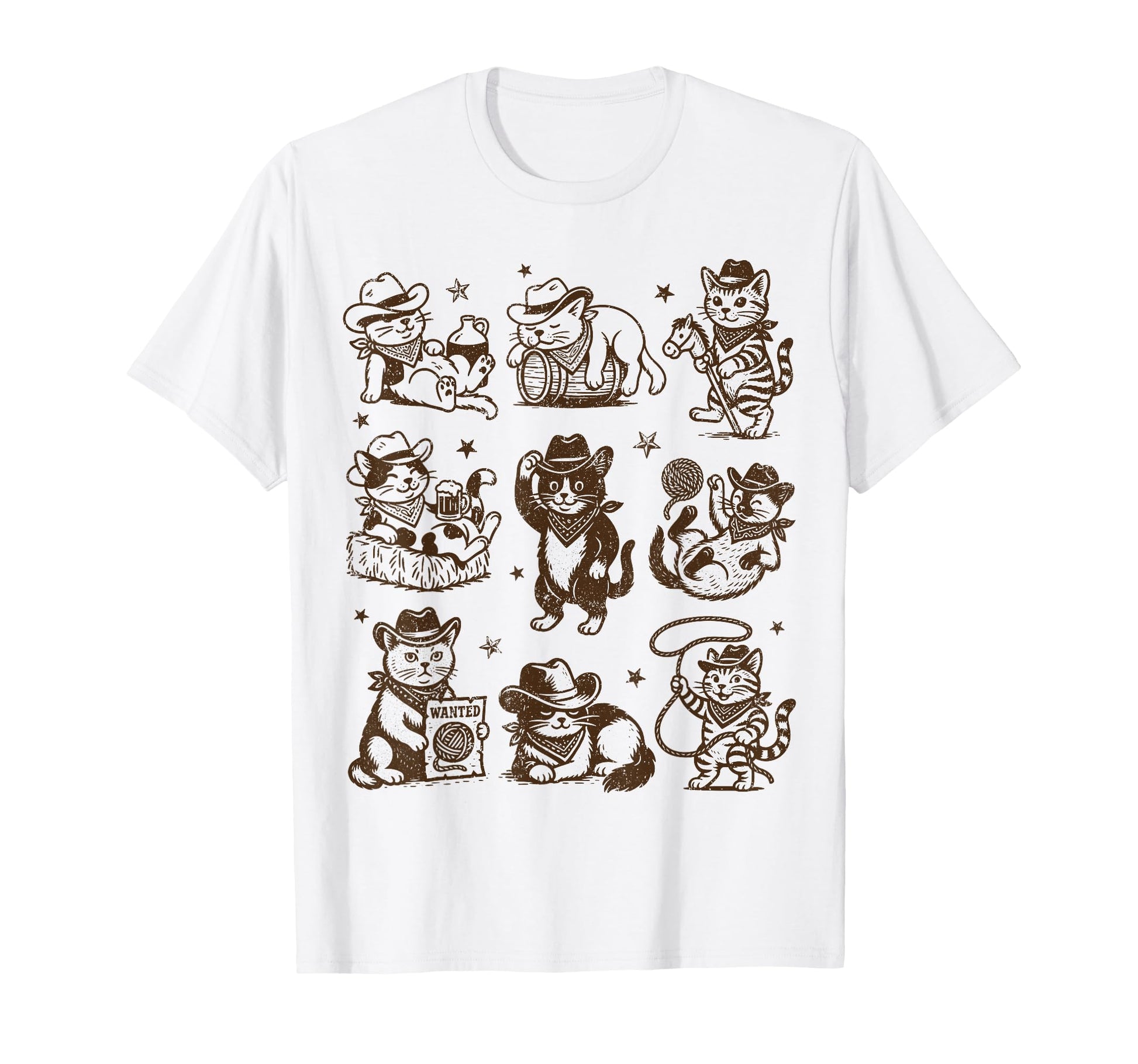 Funny Cat Cowboys Western Cowboy T-Shirt - Unique Graphic for Adults - T-Shirt, Sweatshirt, Hoodie