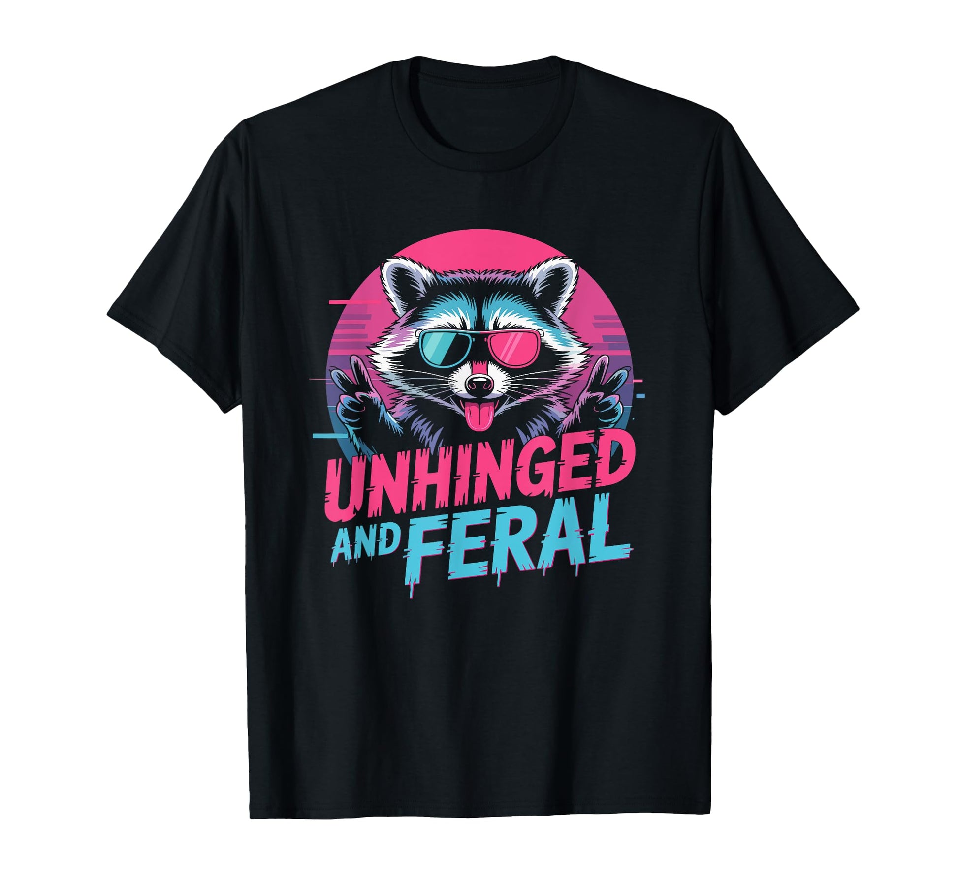 Cyberpunk Raccoon Unhinged Feral T-Shirt - Minimalist Print for Adults - T-Shirt, Sweatshirt, Hoodie