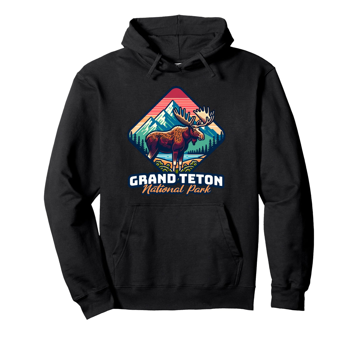 Grand Teton Forest National Park Moose Hoodie - Graphic Print for Adults - T-Shirt, Sweatshirt, Hoodie