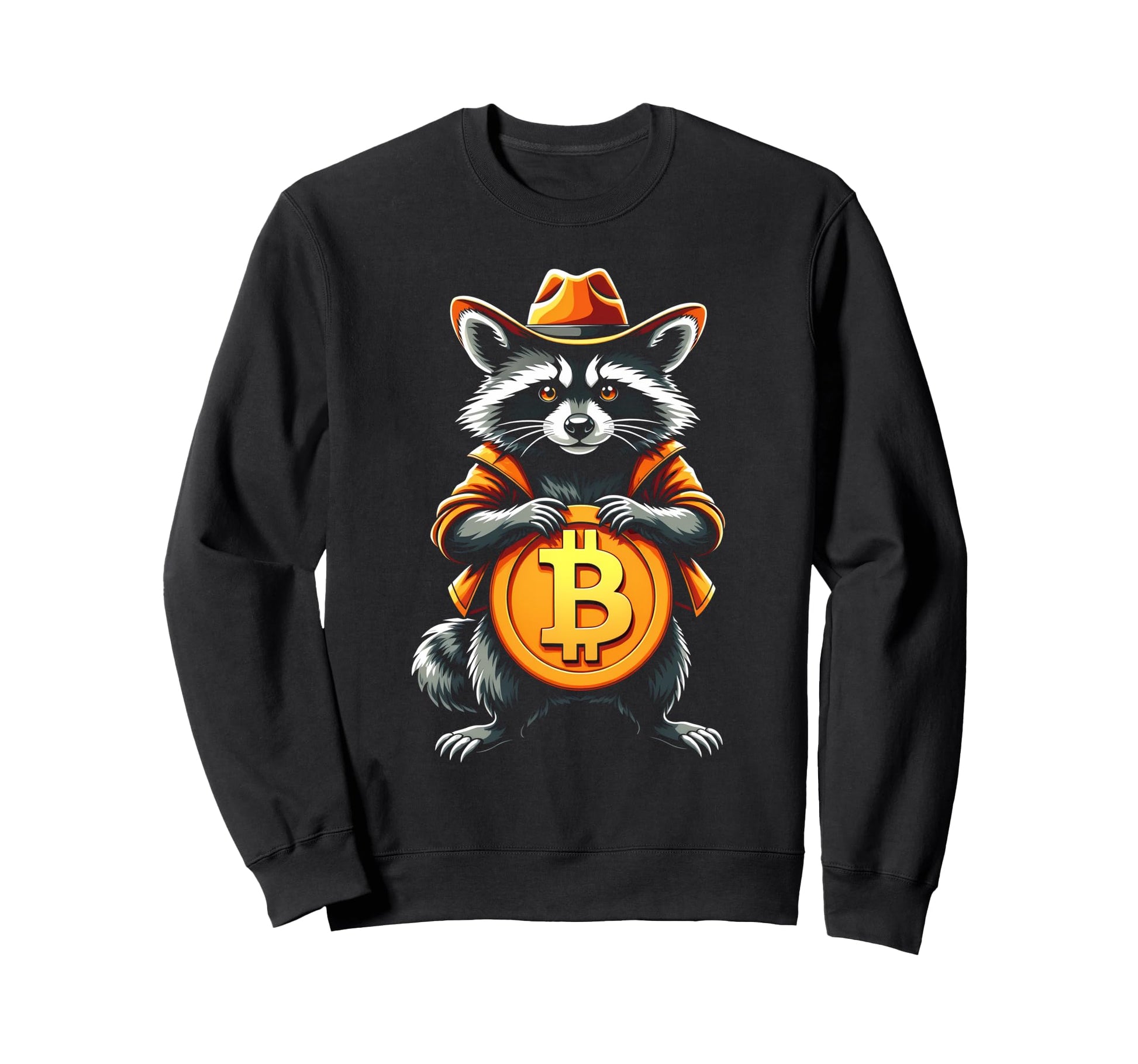 Raccoon Cowboy Bitcoin Logo Hodl Sweatshirt - Minimalist Print Men Women - T-Shirt, Sweatshirt, Hoodie