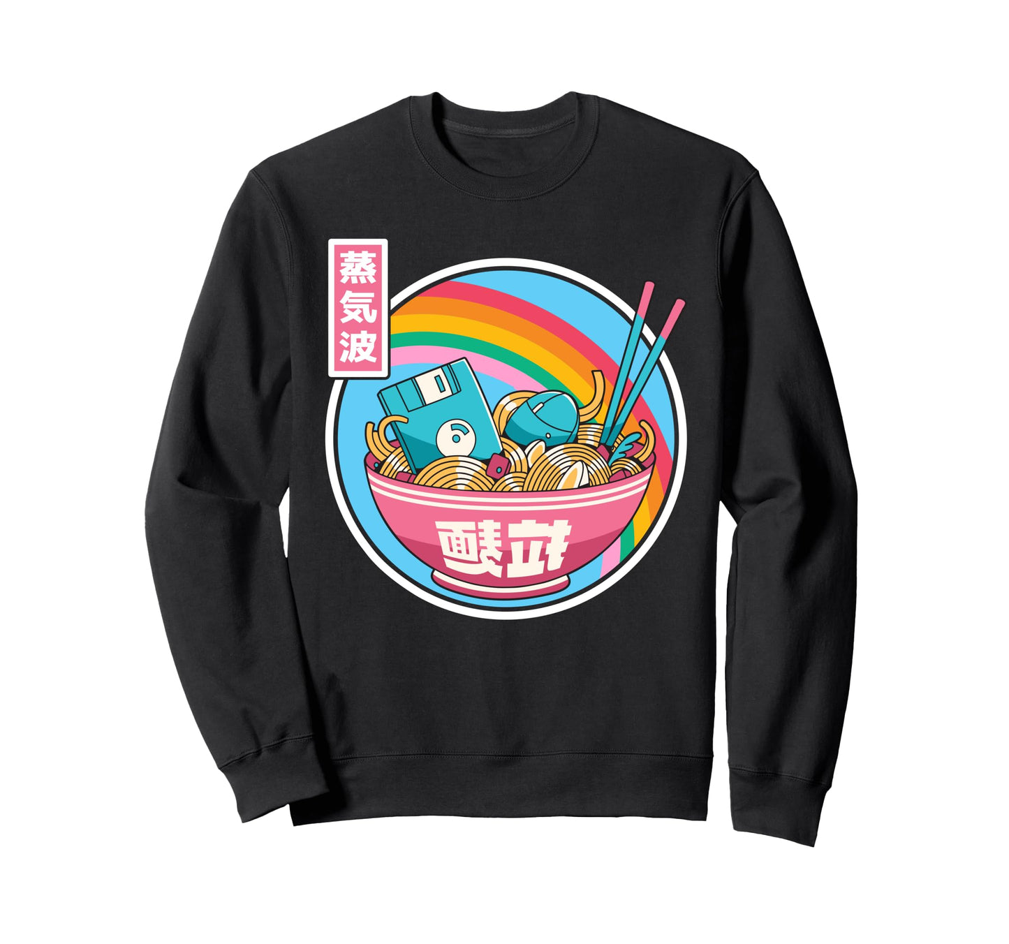 Digital Ramen Bowl Japan Pastel Sweatshirt - Unique Graphic for Adults - T-Shirt, Sweatshirt, Hoodie