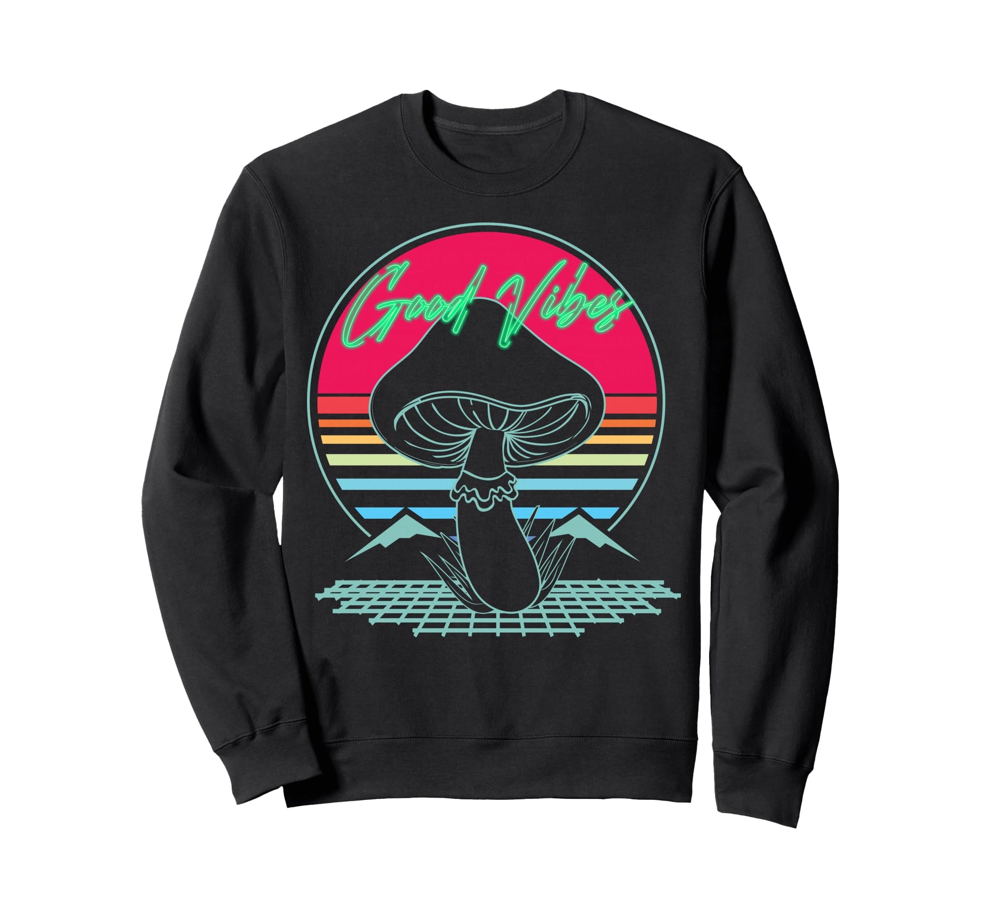 Good Vibez Mushroom Sunset Vaporwave Sweatshirt - Trendy Graphic Unisex - T-Shirt, Sweatshirt, Hoodie