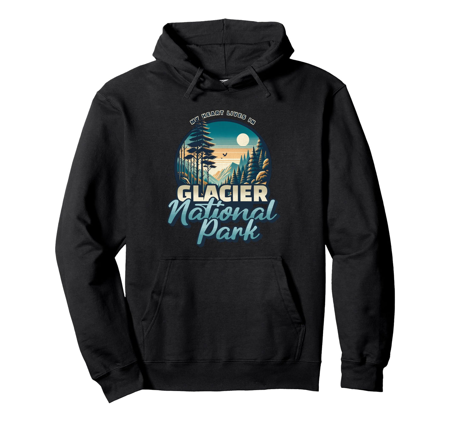 My Heart Lives Glacier National Park Hoodie - Minimalist Print Men Women - T-Shirt, Sweatshirt, Hoodie