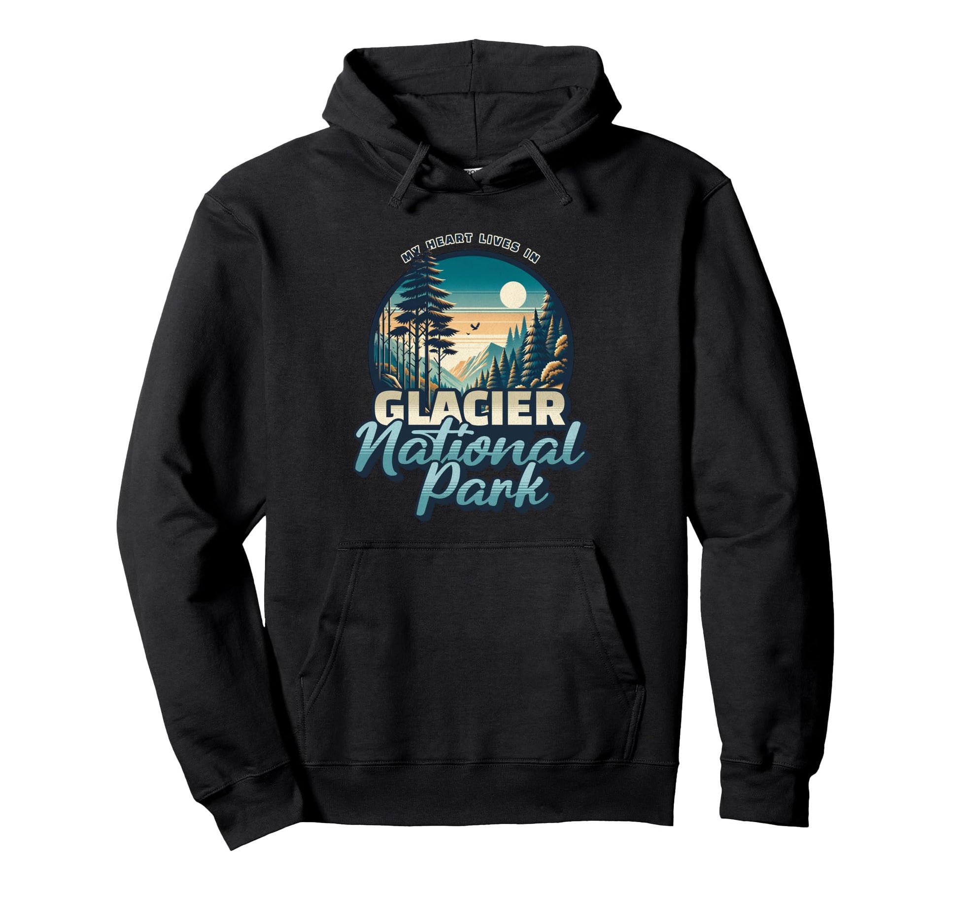 My Heart Lives Glacier National Park Hoodie - Minimalist Print Men Women - T-Shirt, Sweatshirt, Hoodie