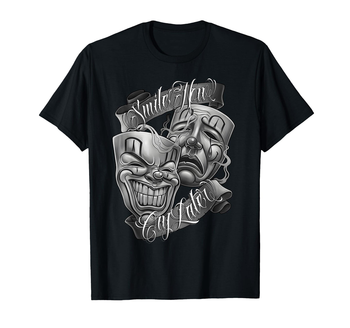 Smile Now Cry Later Chicano Art T-Shirt - Custom Art Print for Adults - T-Shirt, Sweatshirt, Hoodie