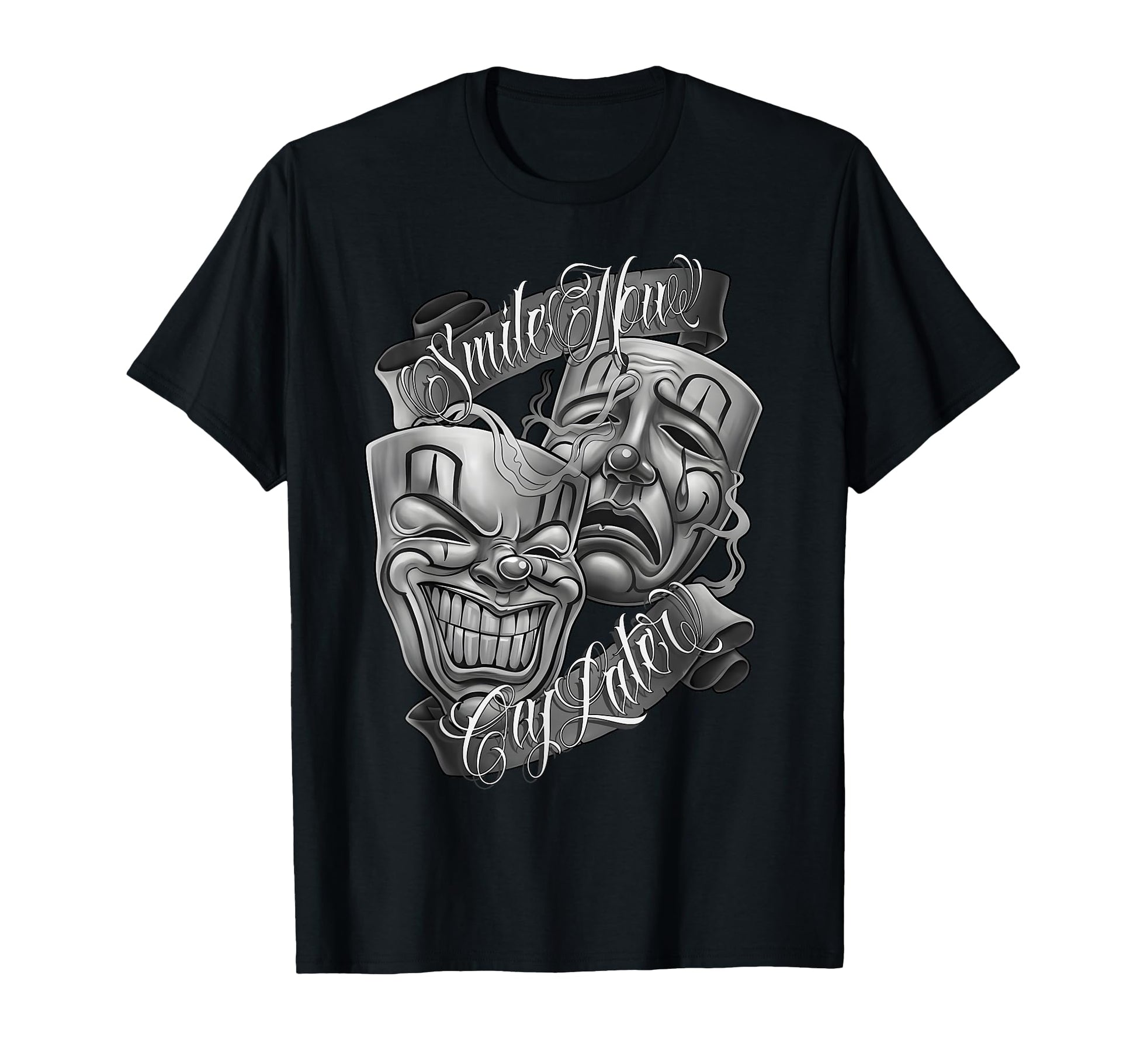 Smile Now Cry Later Chicano Art T-Shirt - Custom Art Print for Adults - T-Shirt, Sweatshirt, Hoodie