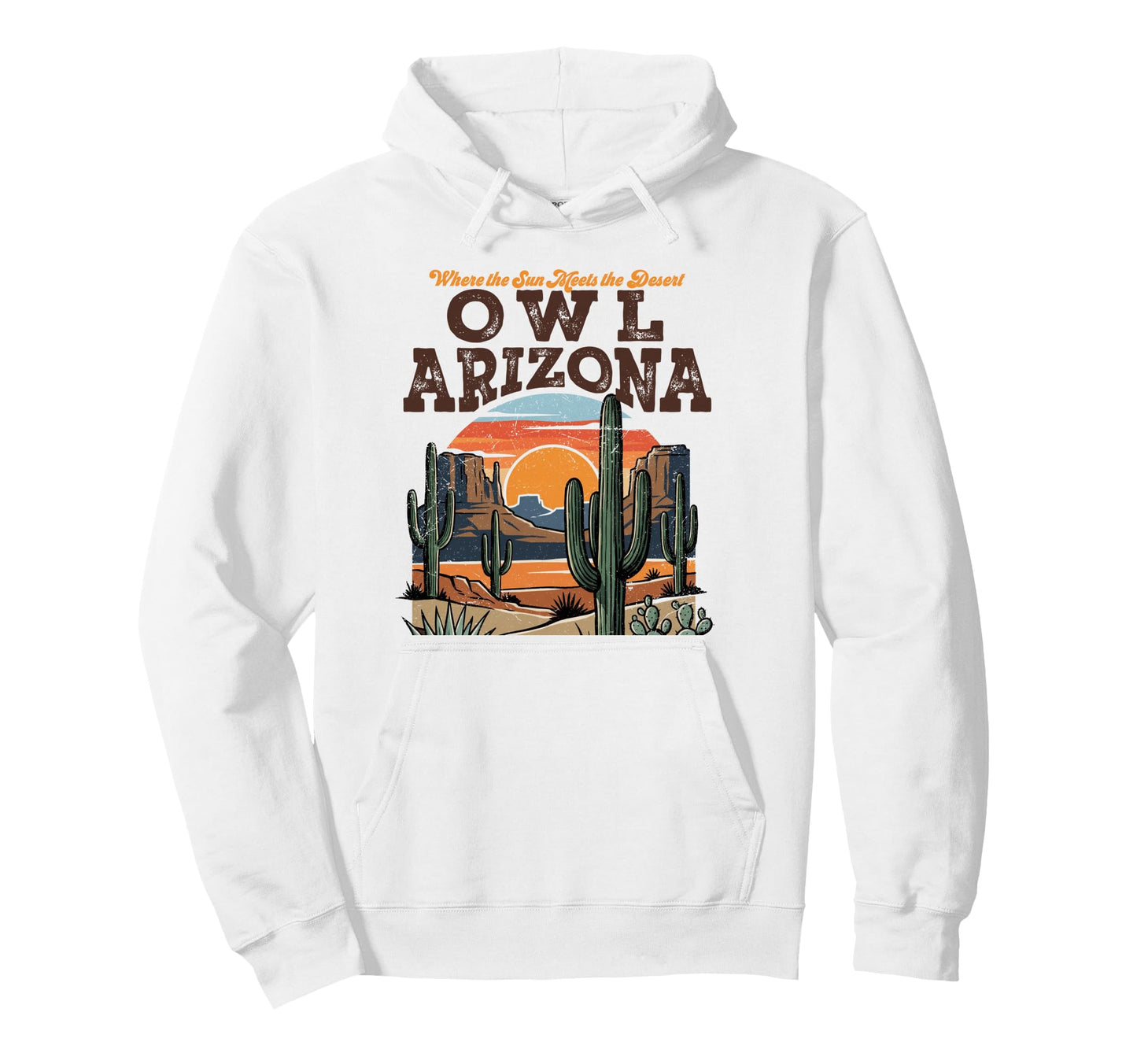 Owl Az Southwest Desert Landscape Hoodie - Unique Graphic for Adults - T-Shirt, Sweatshirt, Hoodie
