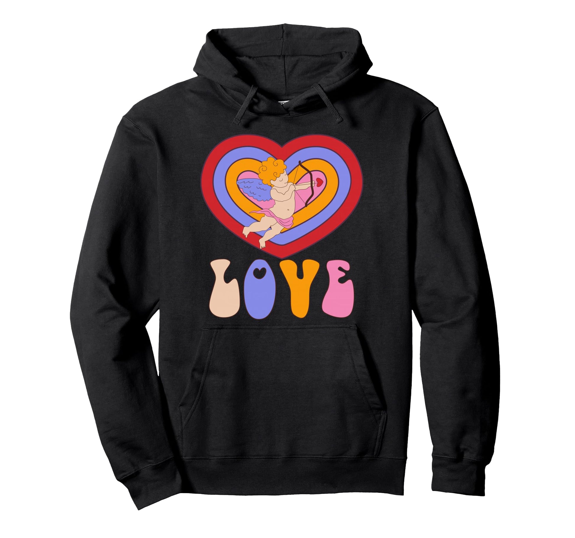 Cupid Love Heart Rainbow Valentines Hoodie - Minimalist Print for Adults - T-Shirt, Sweatshirt, Hoodie