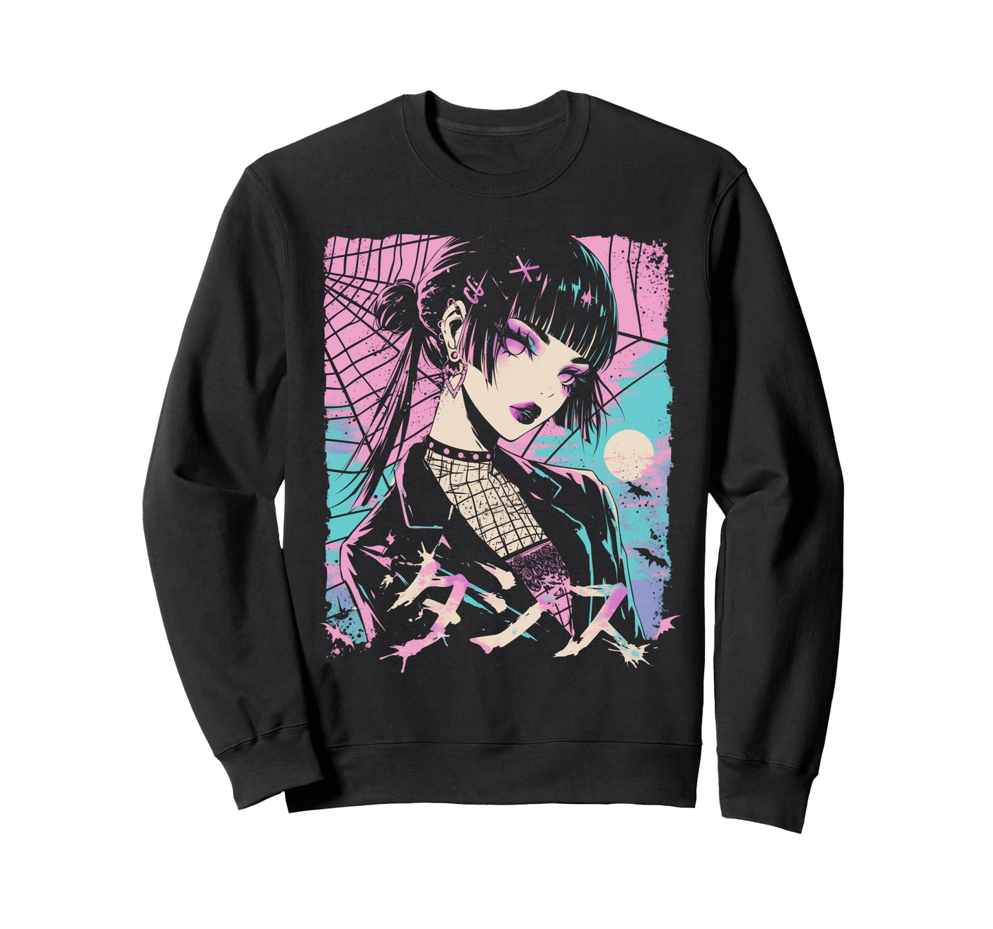 Goth Grunge Demon Anime Waifu Sweatshirt - Custom Art Print for Adults - T-Shirt, Sweatshirt, Hoodie