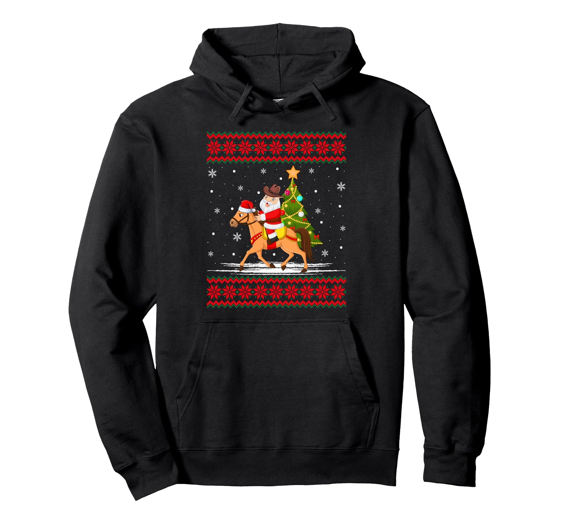 Santa Claus Riding Cowboy Tree Hoodie - Fun Novelty Design for Adults - T-Shirt, Sweatshirt, Hoodie