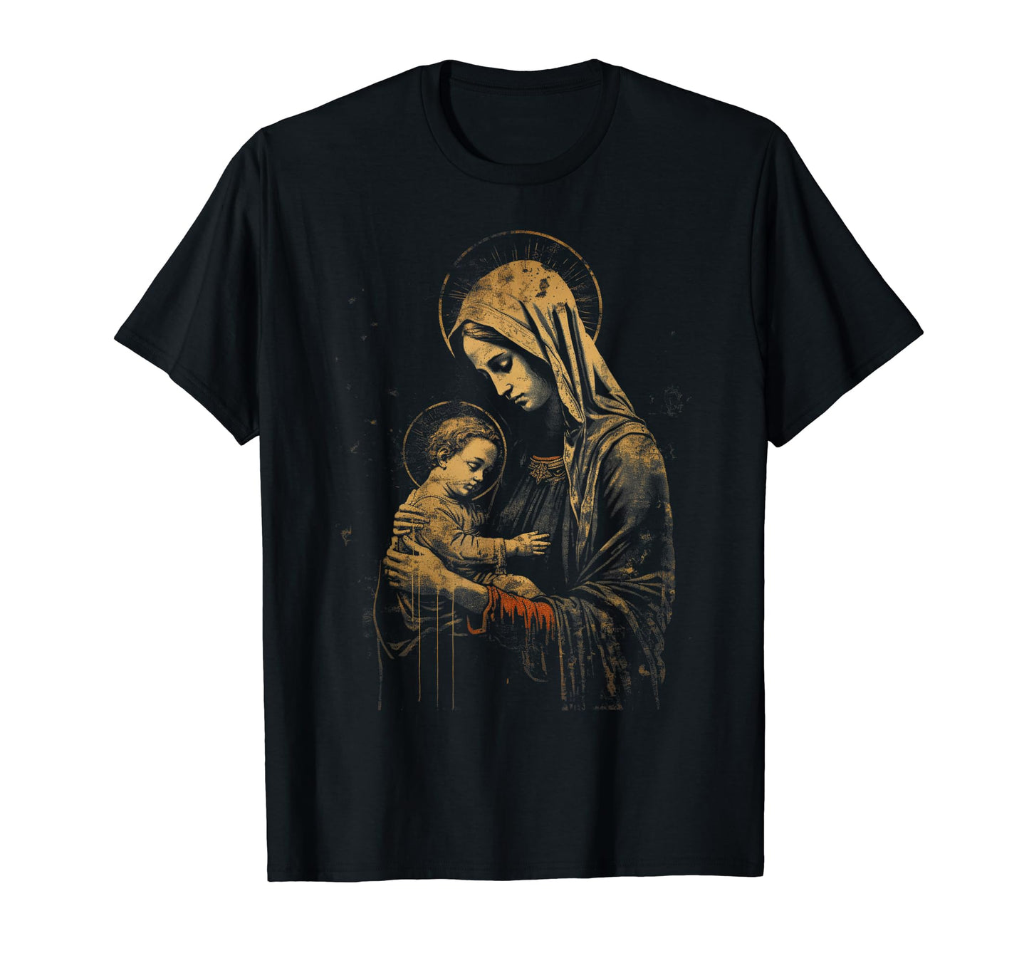 Mary Jesus Distressed 90S Goth T-Shirt - Casual Everyday Wear for Adults - T-Shirt, Sweatshirt, Hoodie