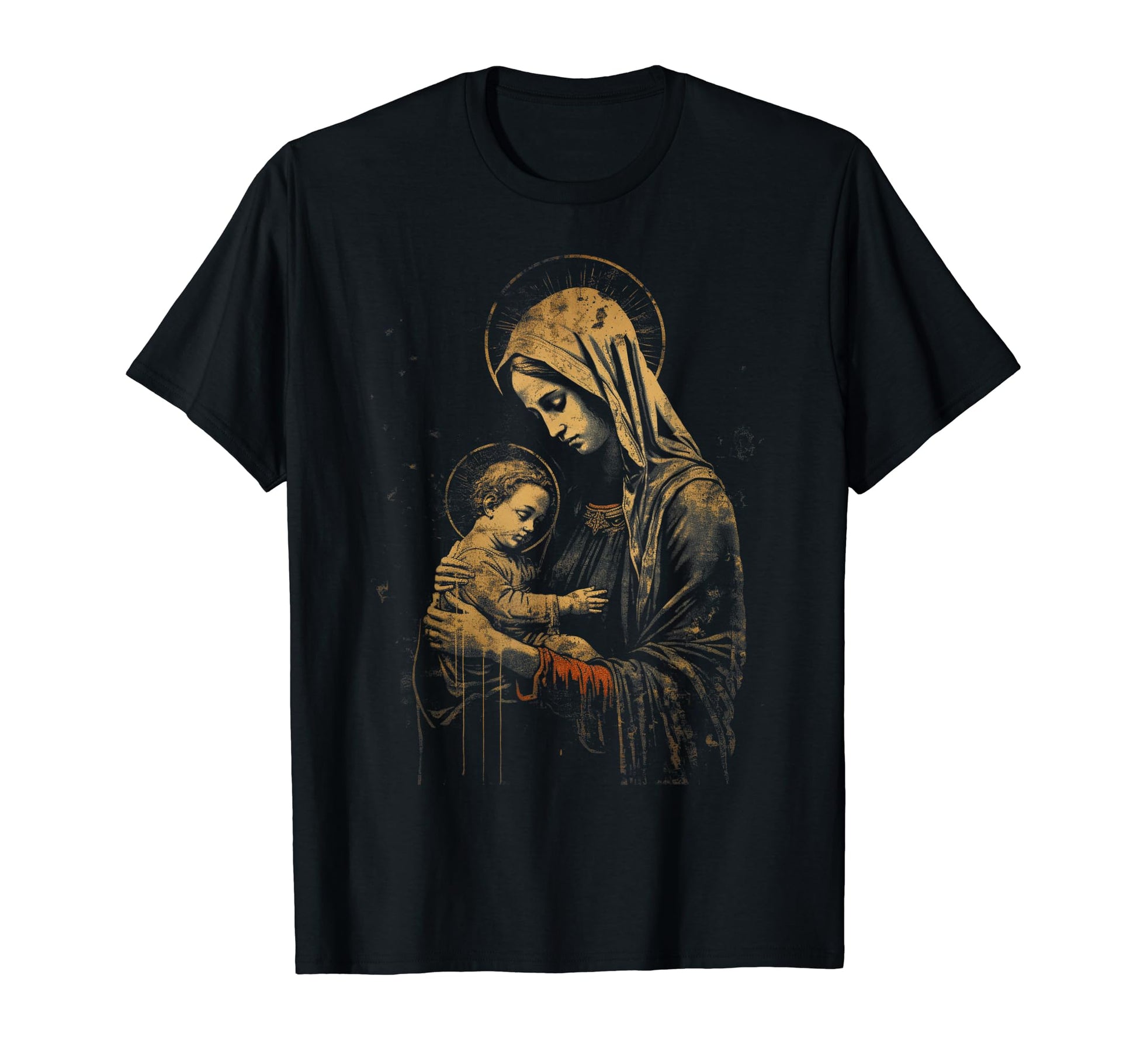 Mary Jesus Distressed 90S Goth T-Shirt - Casual Everyday Wear for Adults - T-Shirt, Sweatshirt, Hoodie