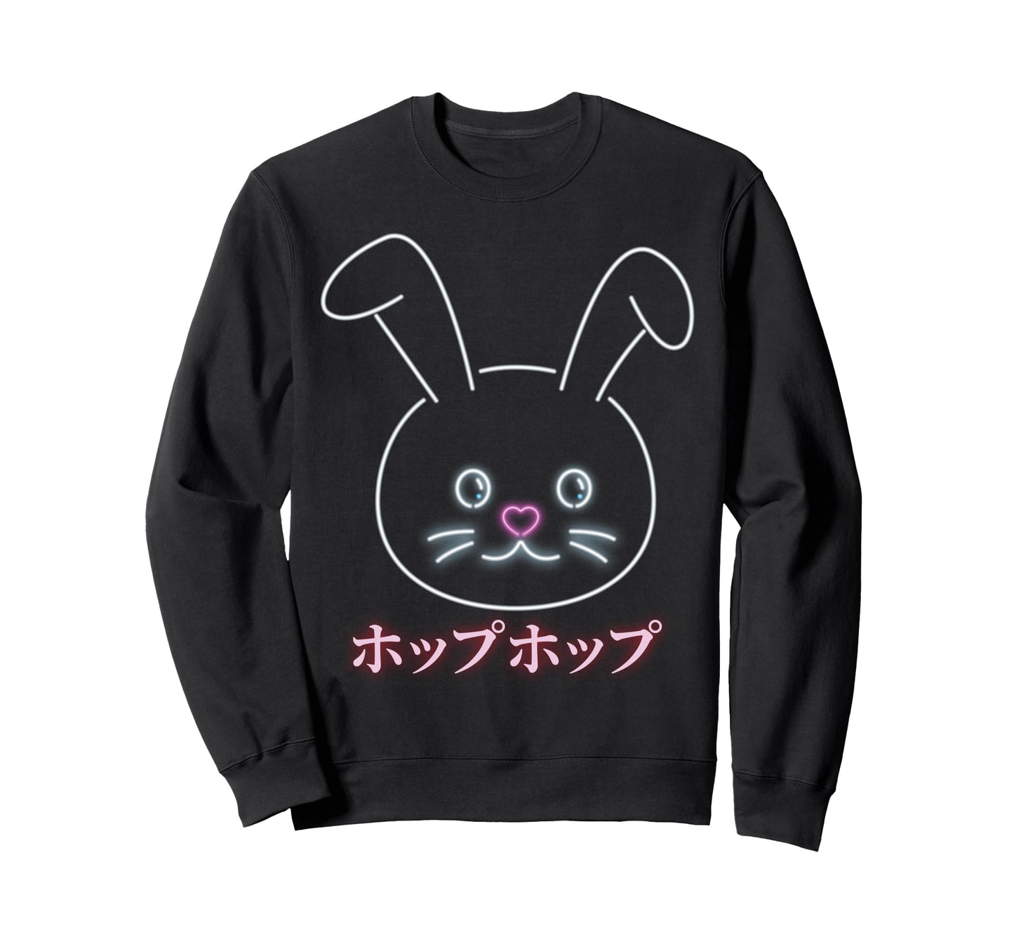 Anime Vaporwave Smiling Bunny Sweatshirt - Custom Art Print Men Women - T-Shirt, Sweatshirt, Hoodie